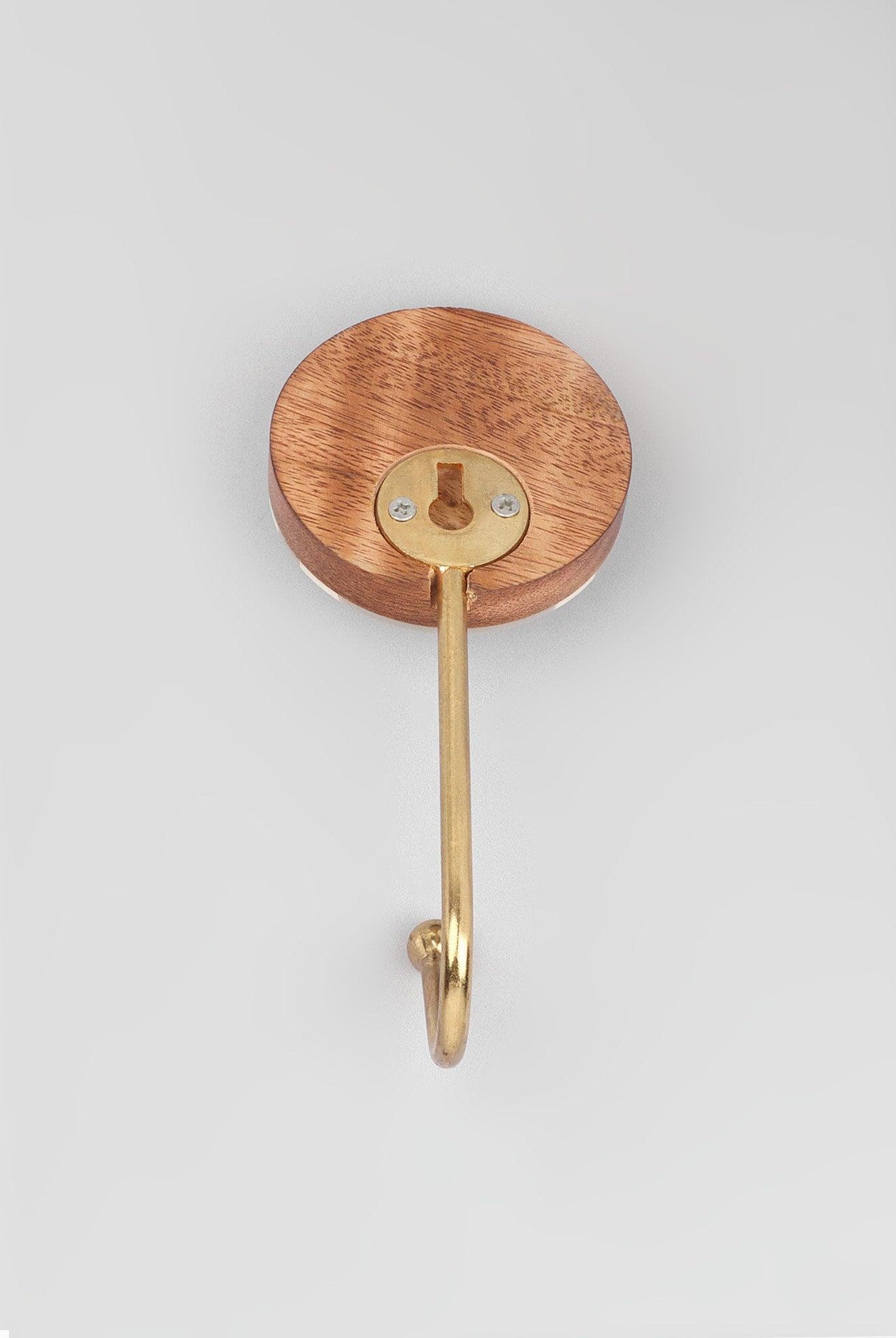 Modern Zebra Stripe Wall Hook White, Grey & Brass Round Coat Hanger - G Decor