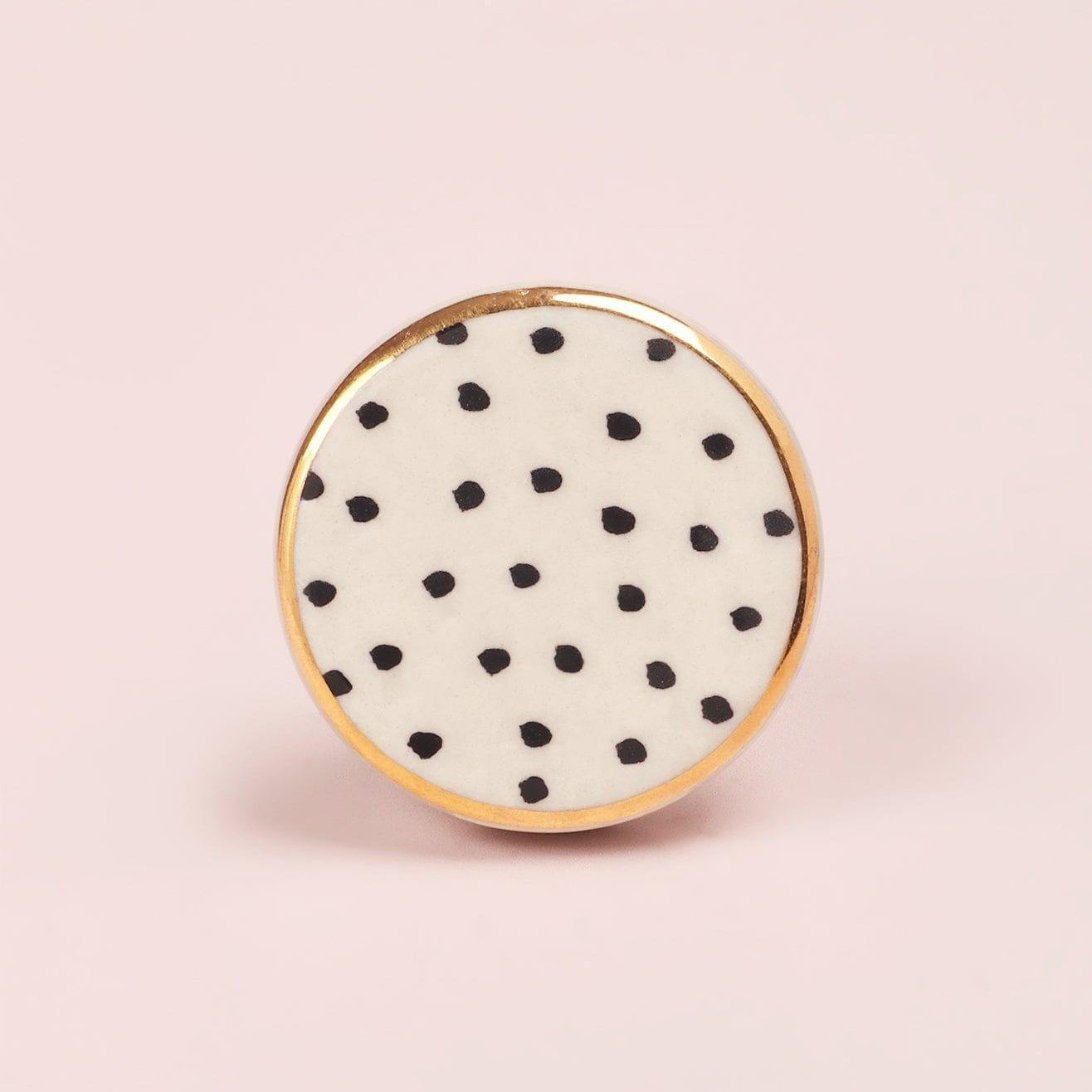 Monochrome Dotted Deco Hand-Painted Ceramic Knobs - G Decor