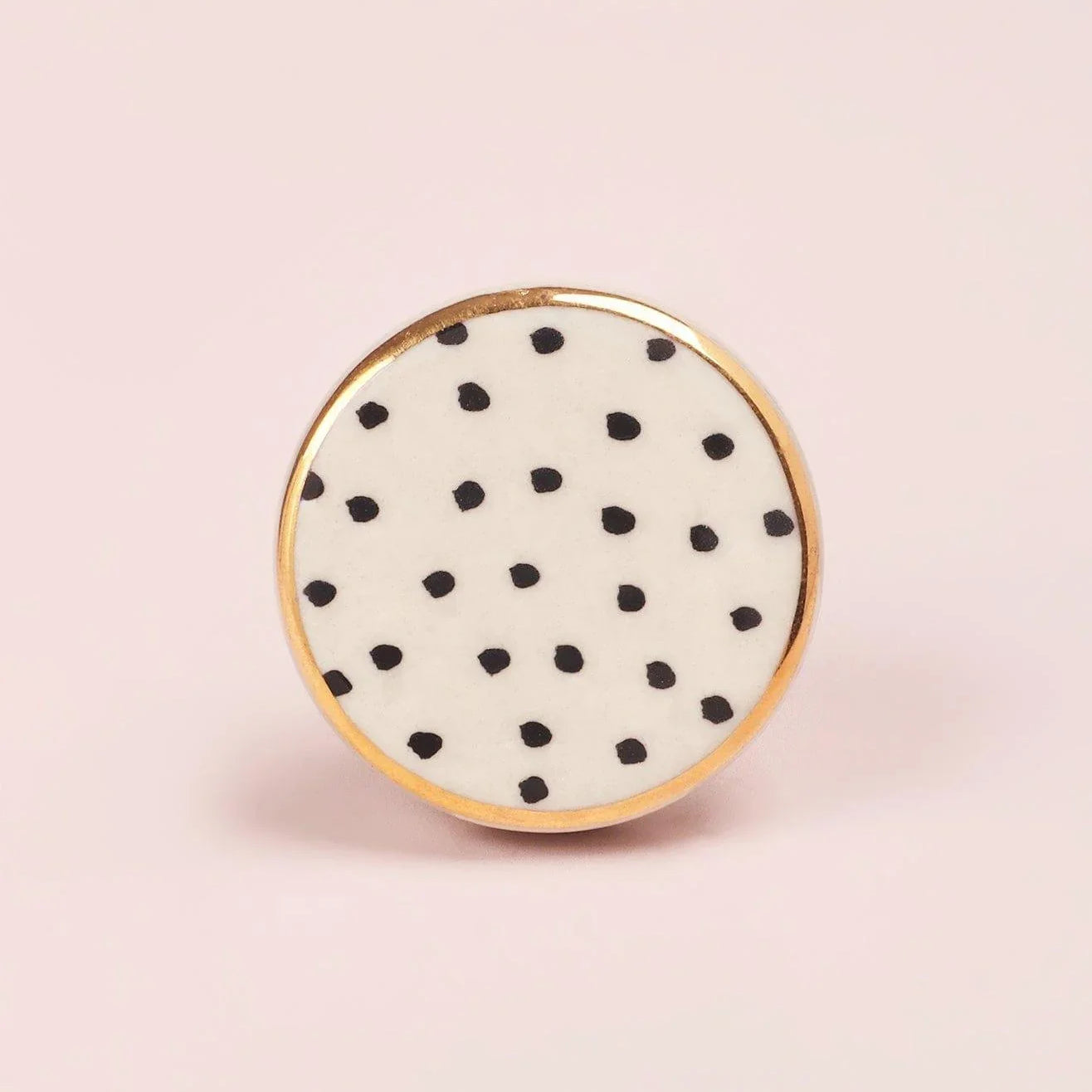 Monochrome Dotted Deco Hand-Painted Ceramic Knobs - G Decor