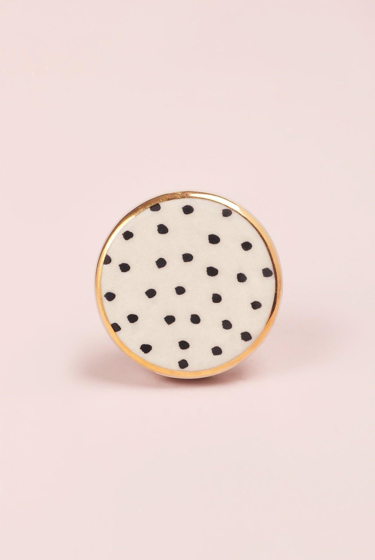 Monochrome Dotted Deco Hand-Painted Ceramic Knobs - G Decor