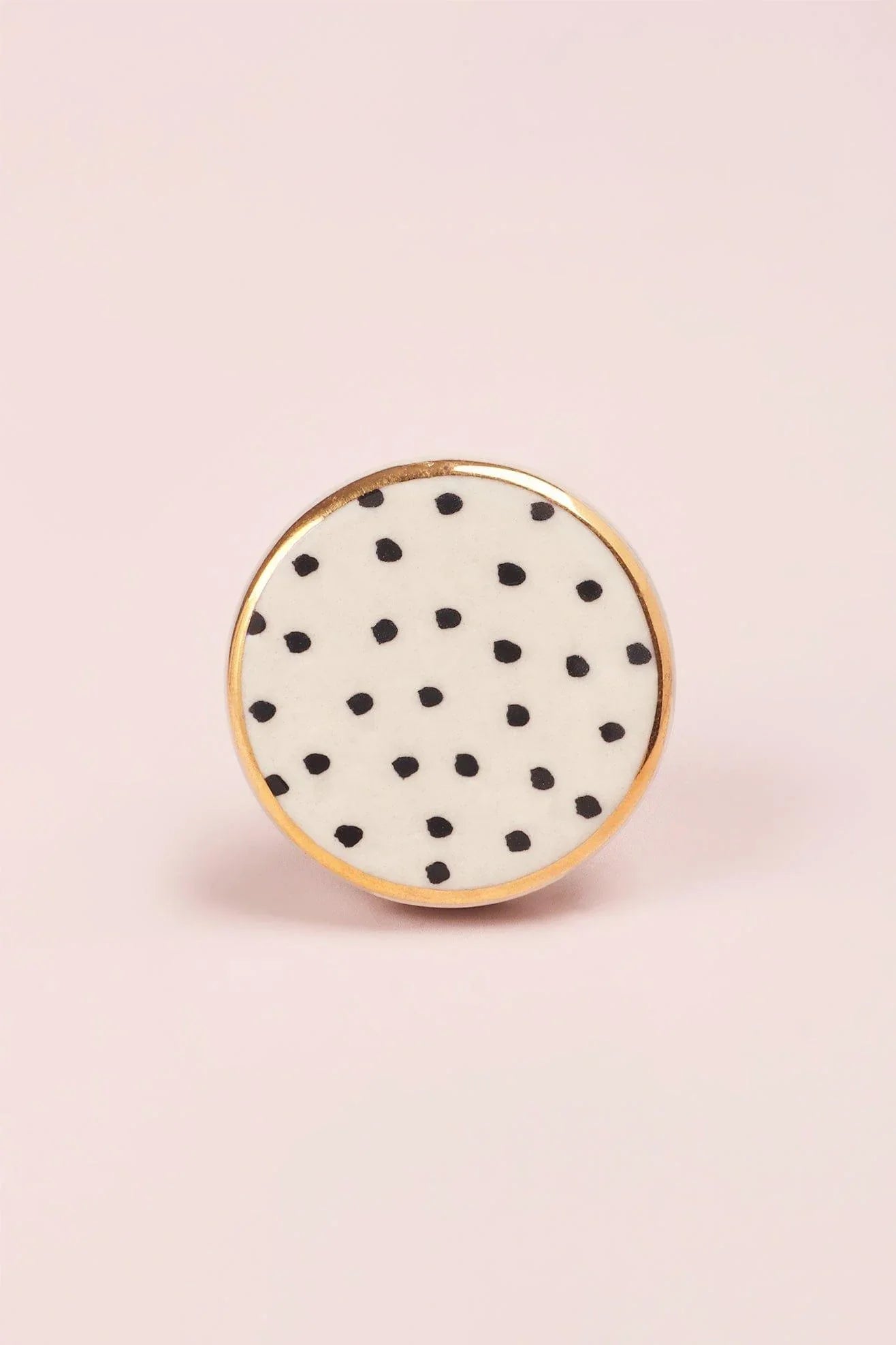 Monochrome Dotted Deco Ceramic Cabinet Knob — close-up view, G Decor