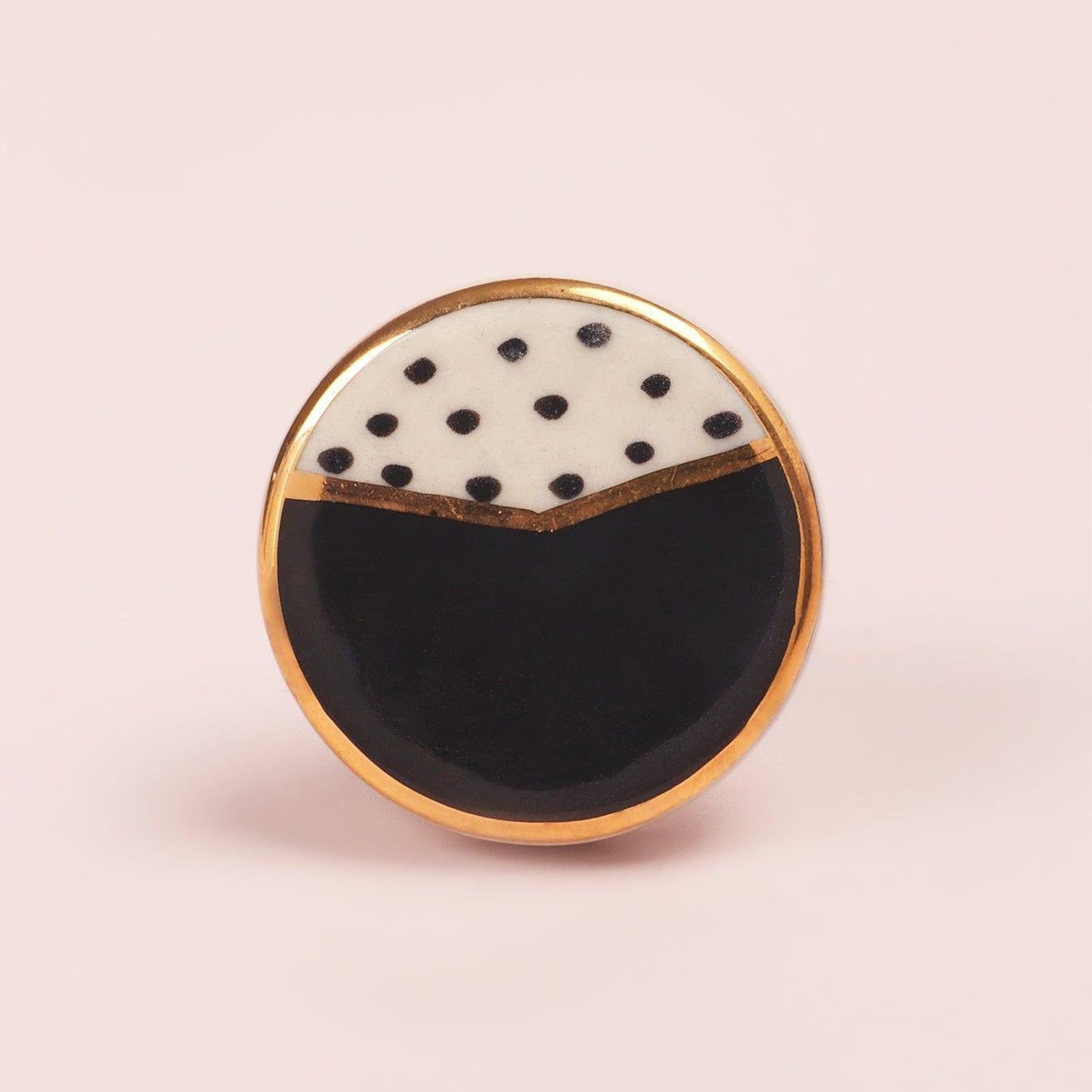 Monochrome Dotted Deco Hand-Painted Ceramic Knobs - G Decor