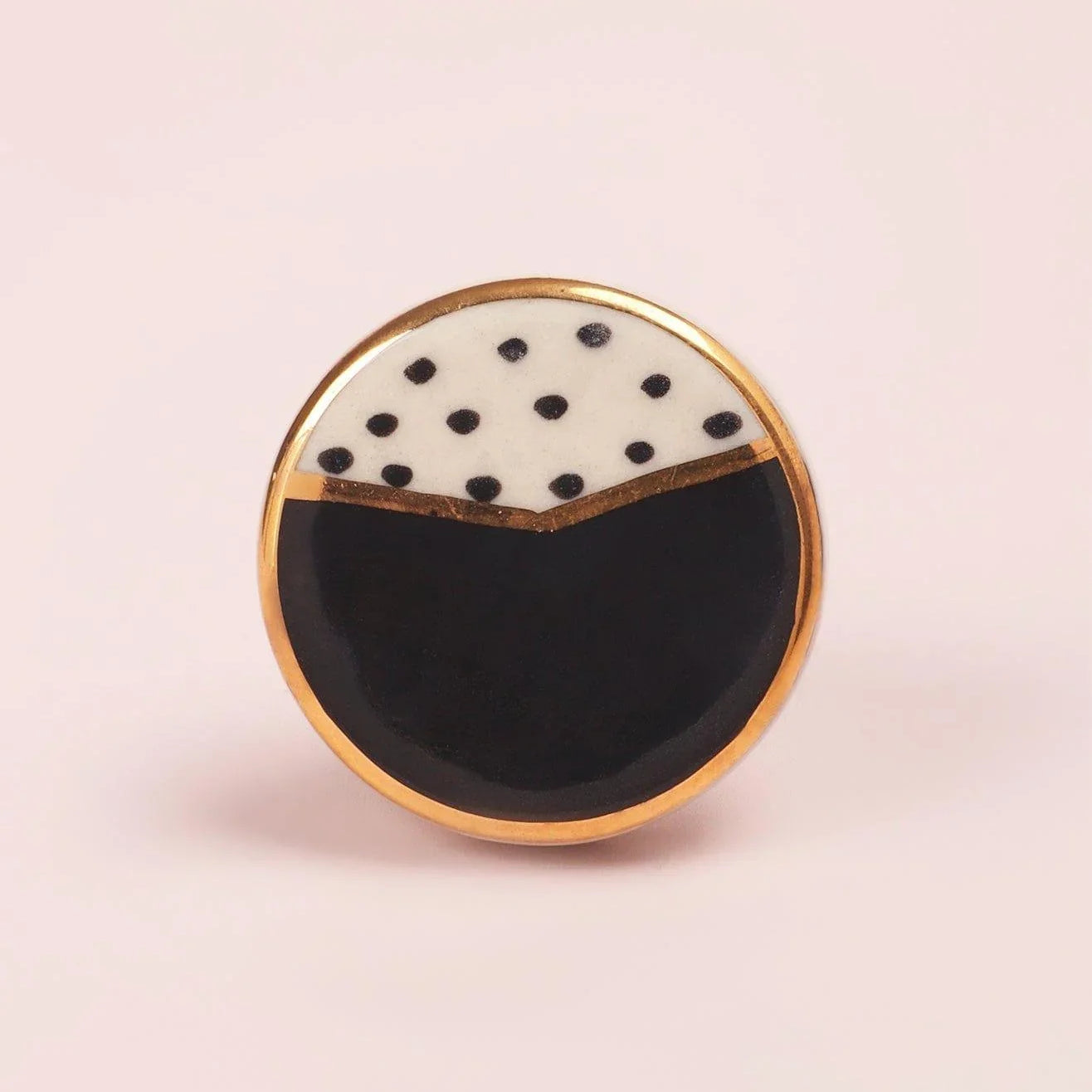 Monochrome Dotted Deco Hand-Painted Ceramic Knobs - G Decor