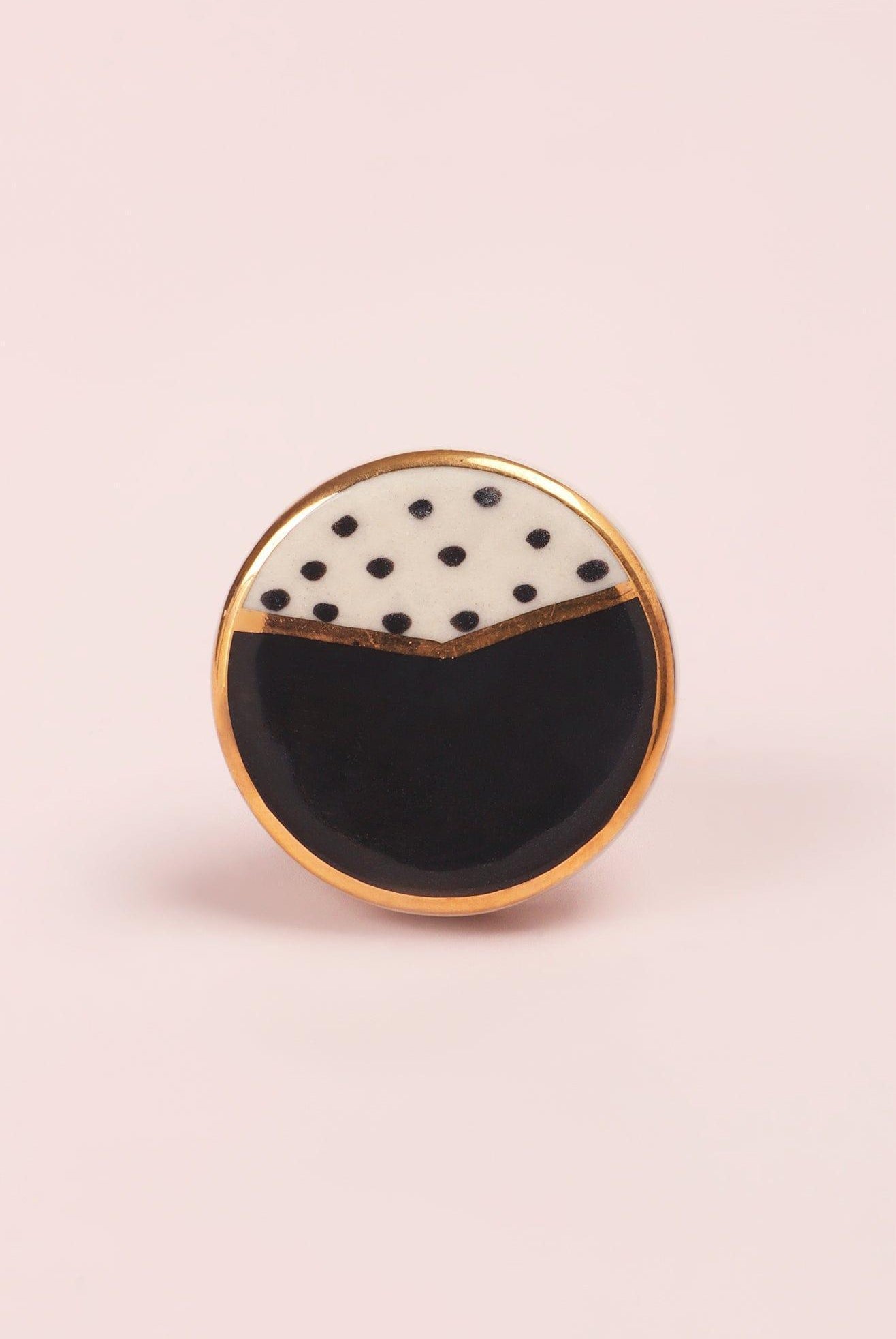Monochrome Dotted Deco Hand-Painted Ceramic Knobs - G Decor