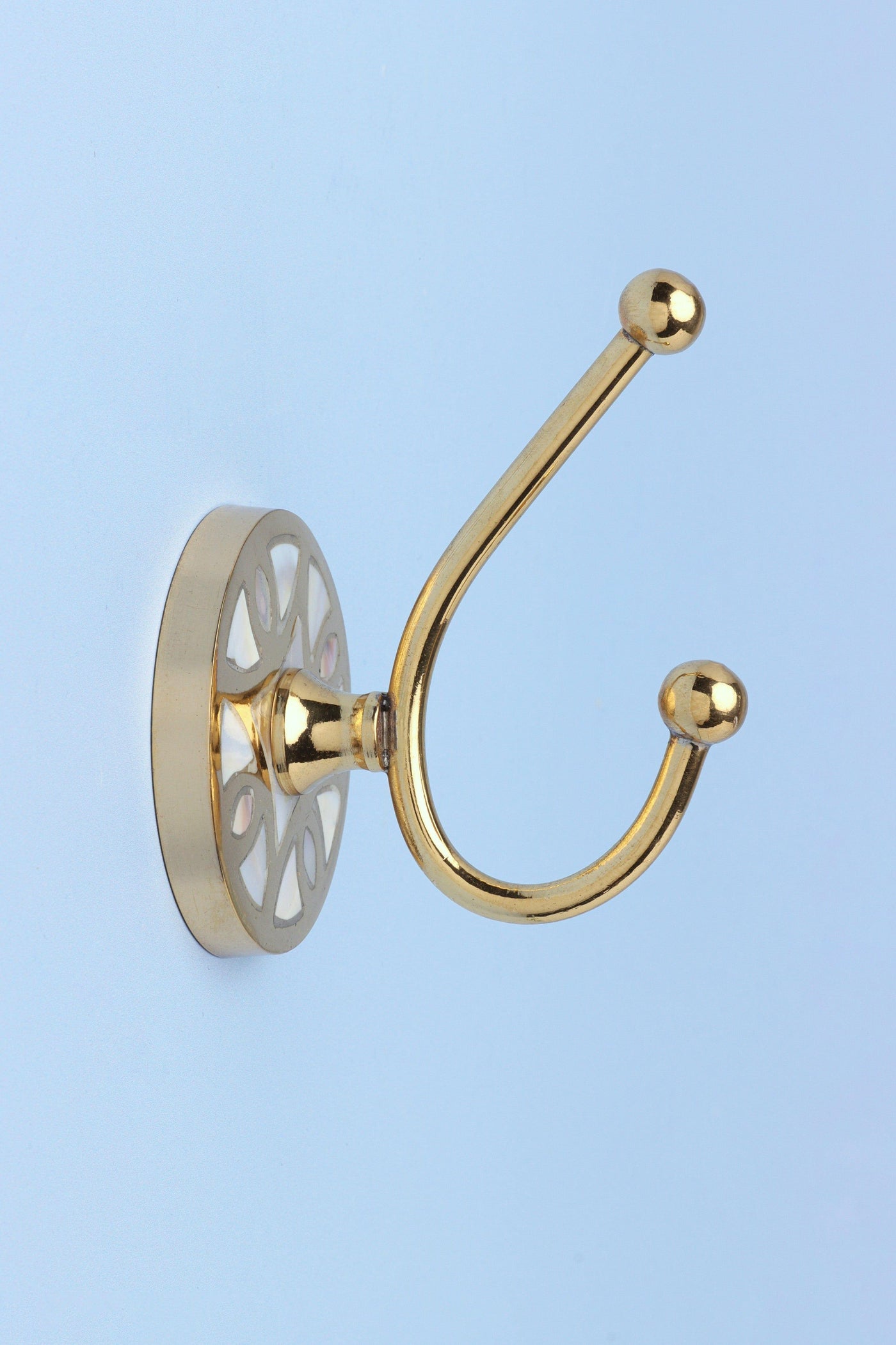 G Decor All Hooks Double End / Pearl Mother Of Pearl Gold Brass Circle Double End Coat Hook