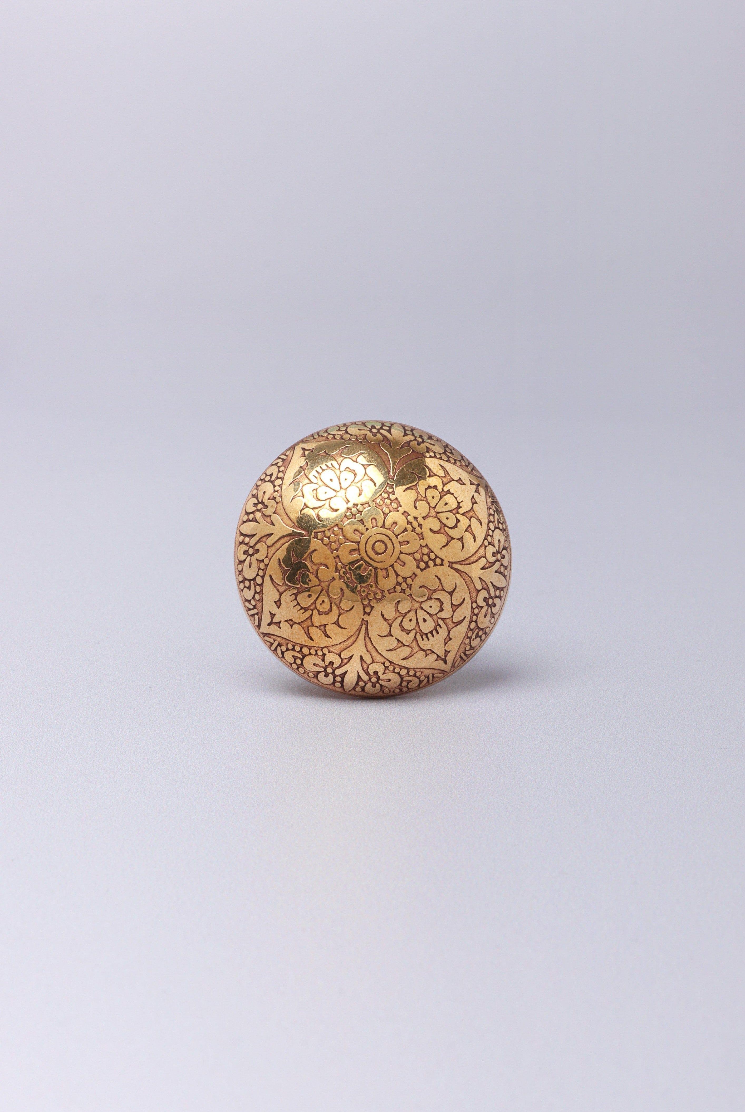 Mughal Brass Textured Door Knob, Cupboard, Drawer, and Door Handle - G Decor