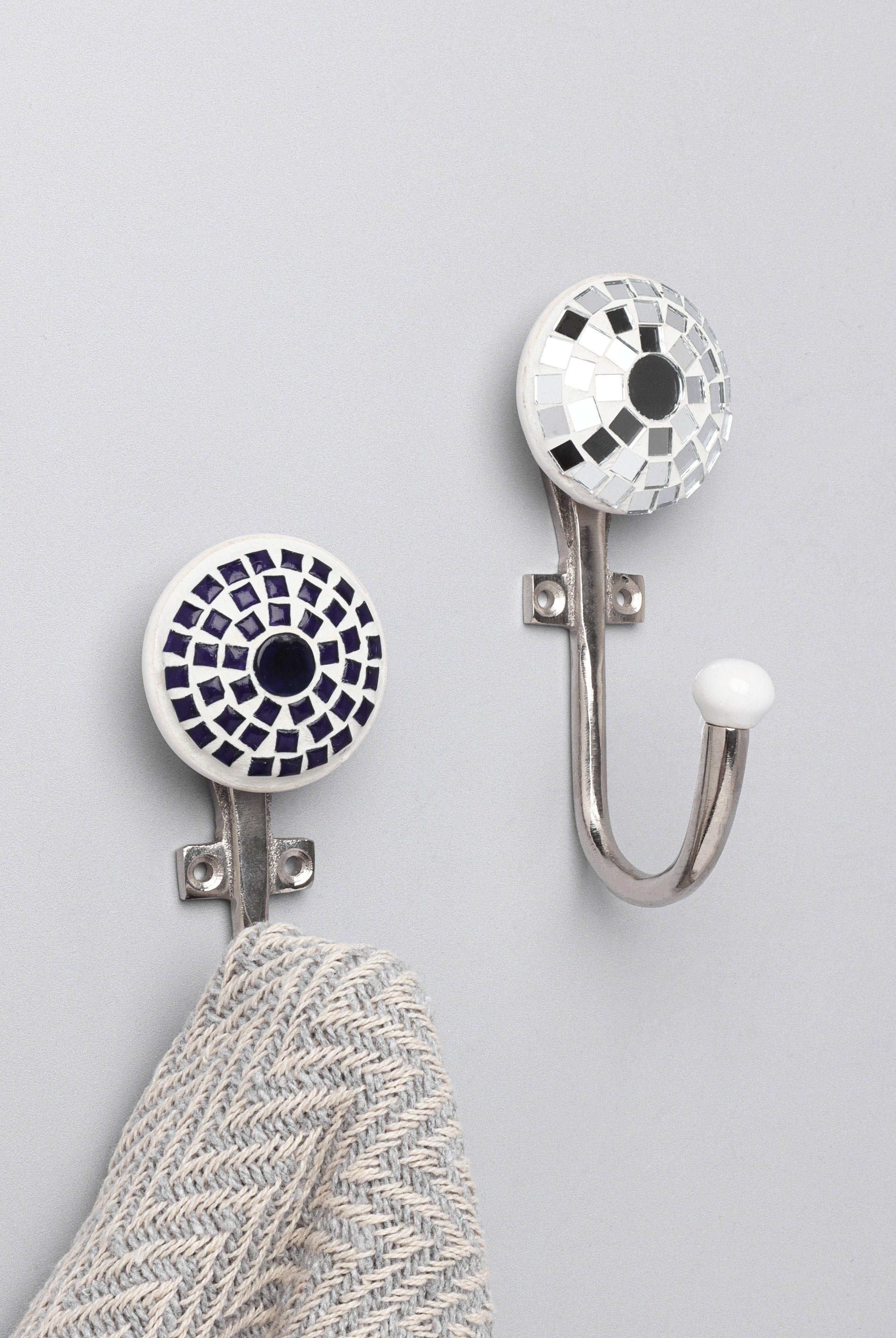 Niva Handcrafted Mosaic Wall Hooks Artistic Glass & Mirror Tile Designs - G Decor