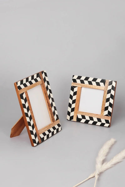 Noir Black and White Chevron Photo Frame