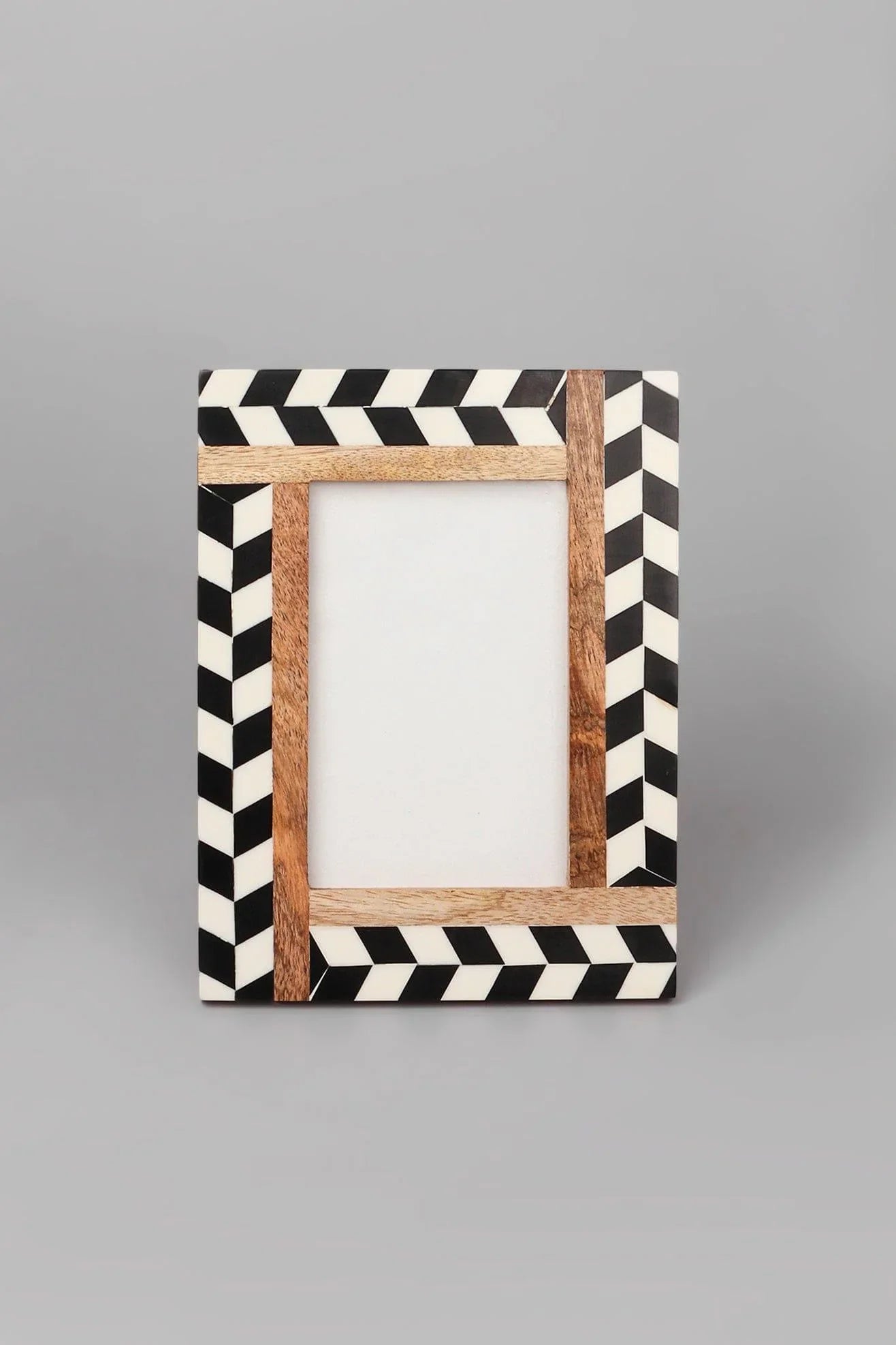 Noir Black and White Chevron Photo Frame — view 5, G Decor