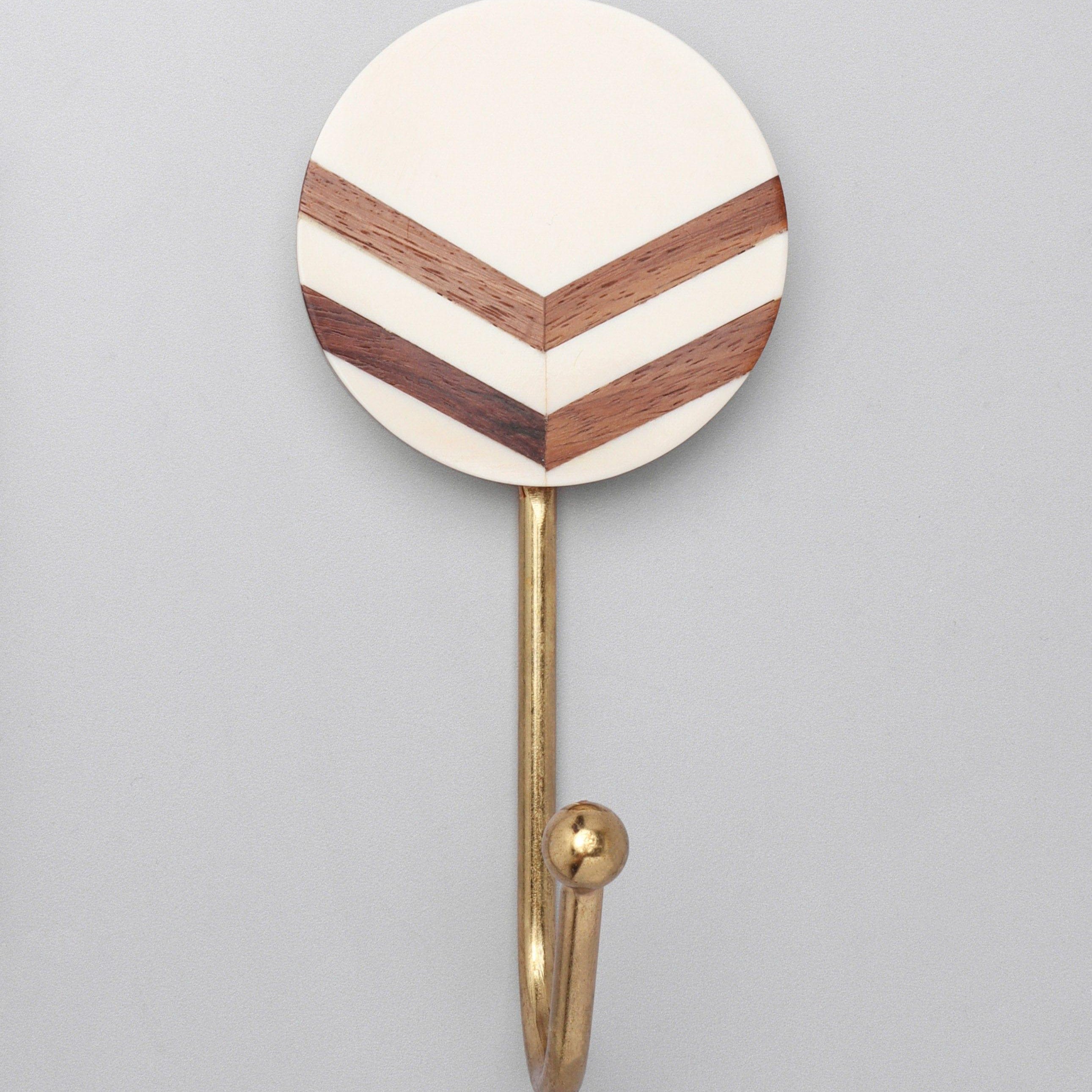 Nordic Trail Wall Hooks Large Wood, Resin & Brass Arrow Design Coat Hangers - G Decor