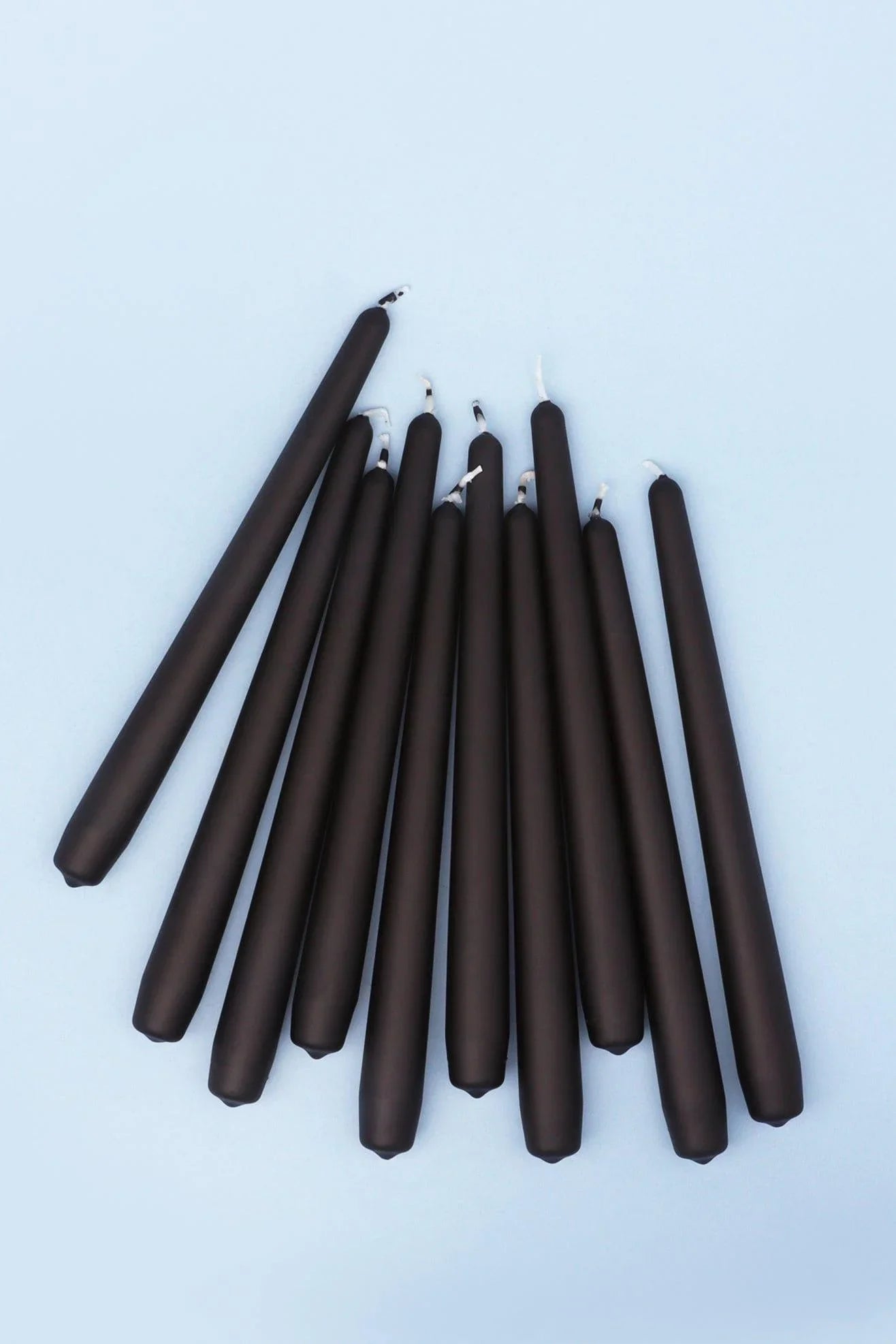 Nordlys Matte Black Tall Taper Candles — close-up view, G Decor