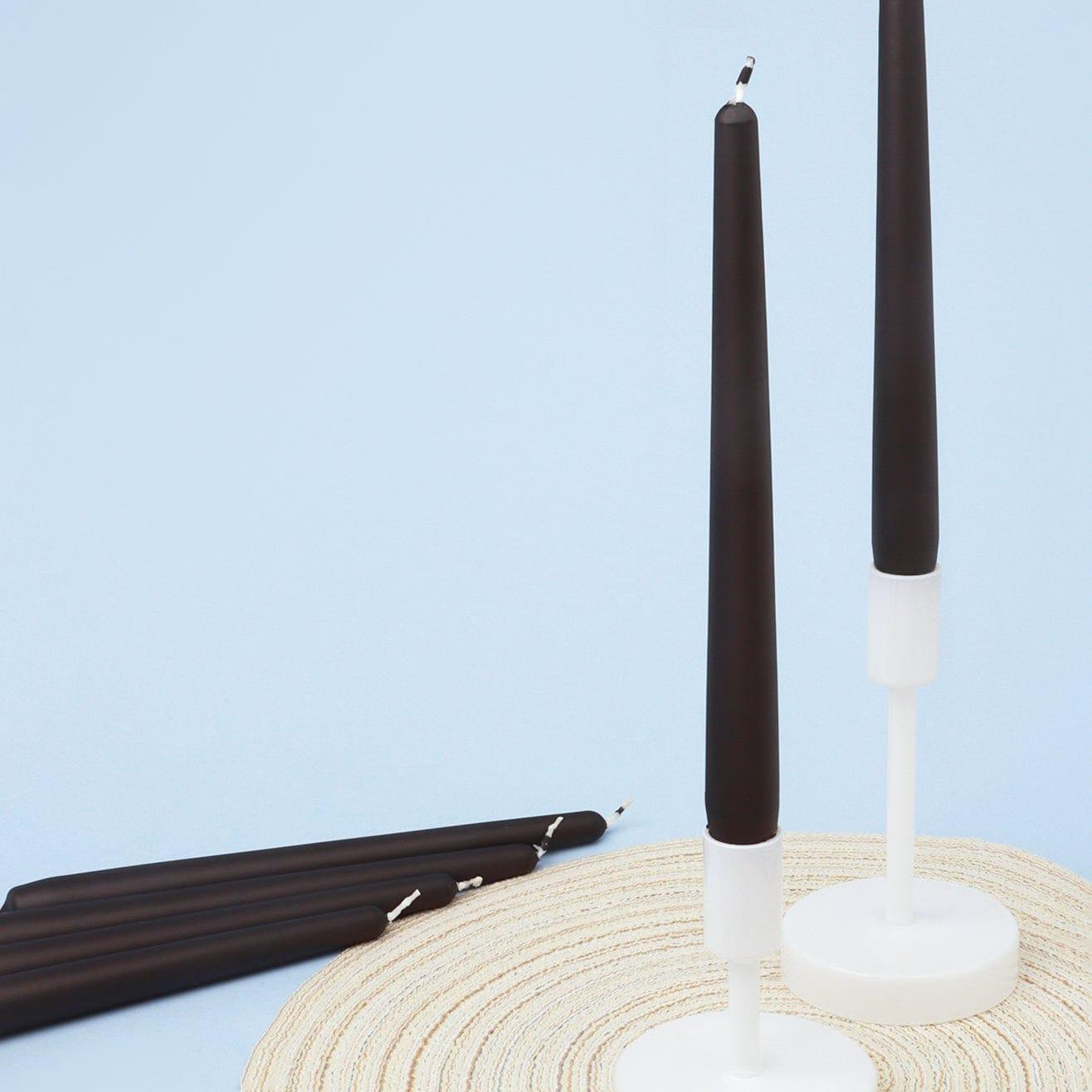 Nordlys Tall Matt Black Dinner & Taper Candles Set of 2, 10 or 20, Scandinavian Design - G Decor