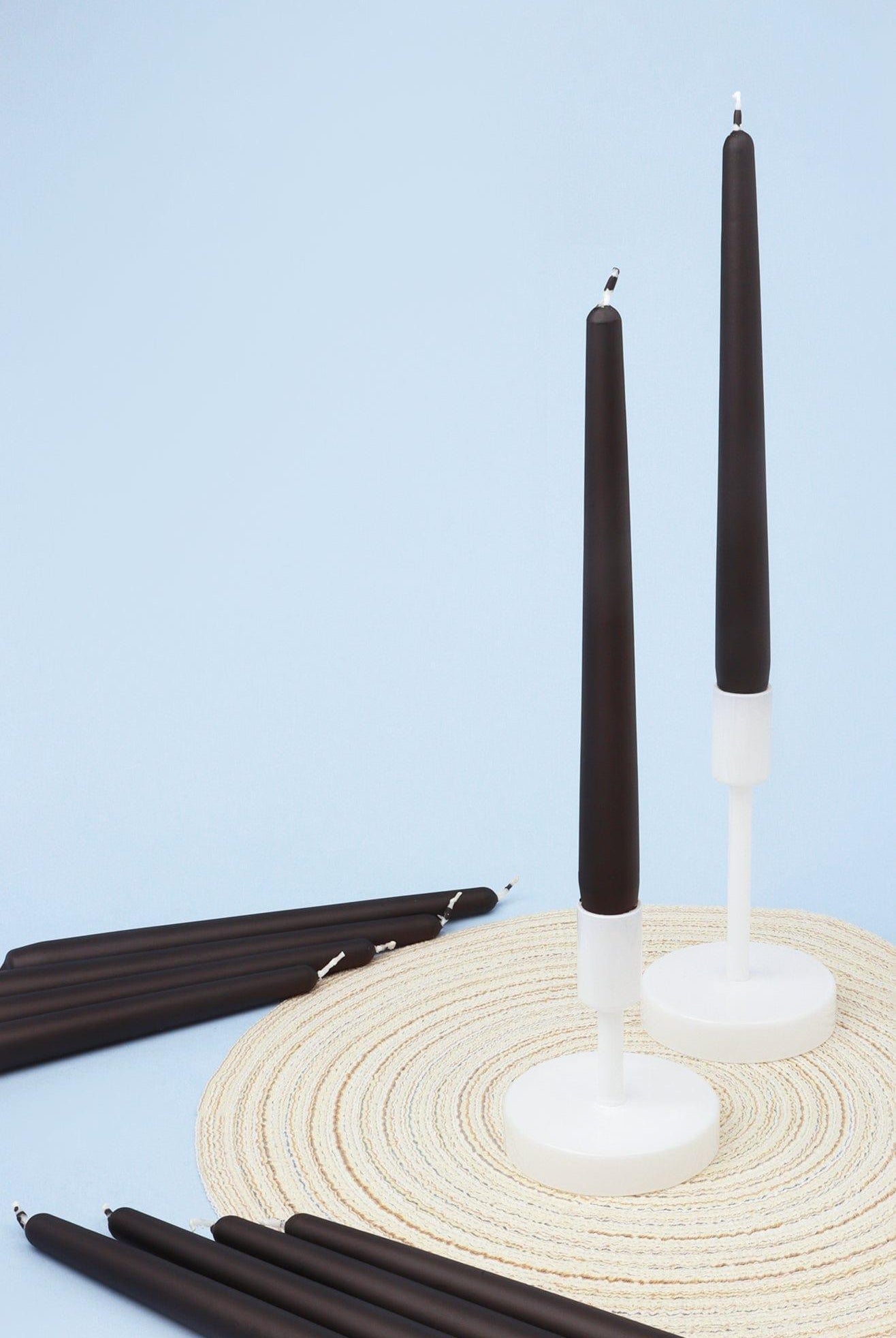 Nordlys Tall Matt Black Dinner & Taper Candles Set of 2, 10 or 20, Scandinavian Design - G Decor