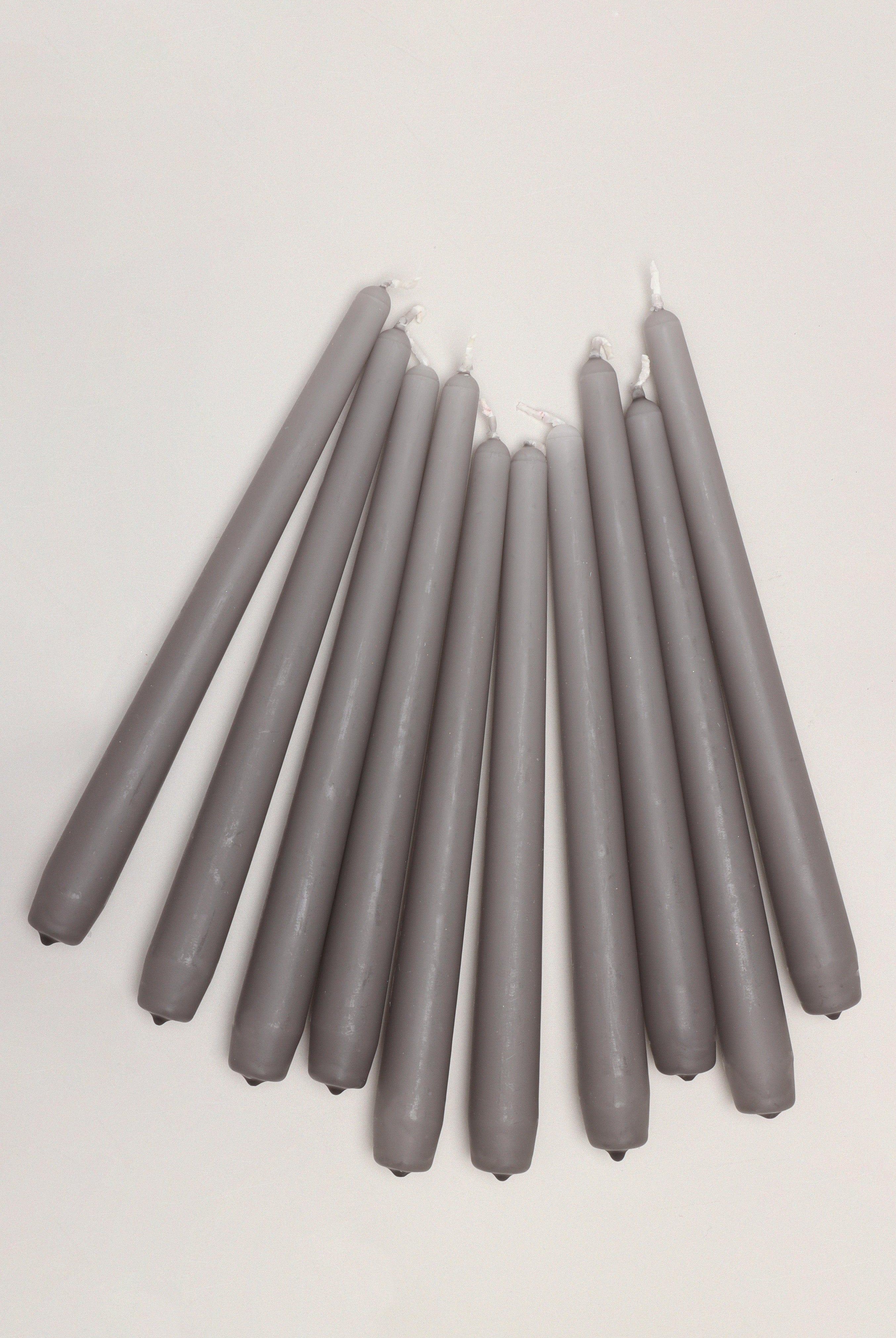 Nordlys Tall Matt Grey Dinner & Taper Candles – Pack of 2, 10 or 20, Scandinavian Design - G Decor