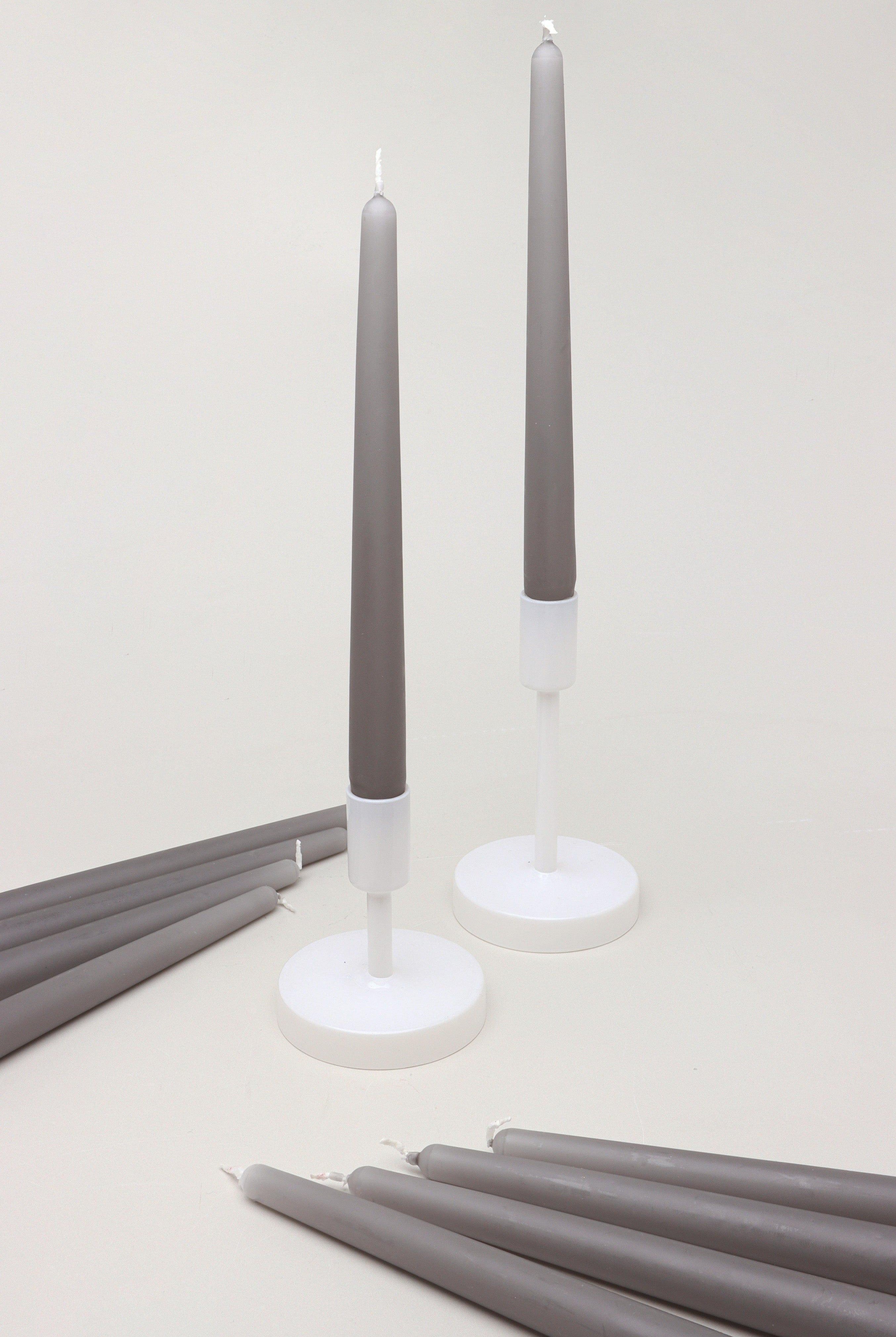 Nordlys Tall Matt Grey Dinner & Taper Candles – Pack of 2, 10 or 20, Scandinavian Design - G Decor
