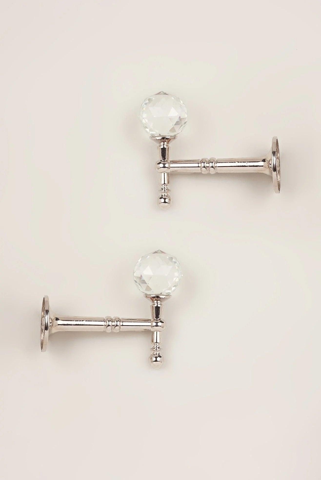 Pack of 2 Faceted Crystal Curtain Holdbacks, Chrome Finish - G Decor