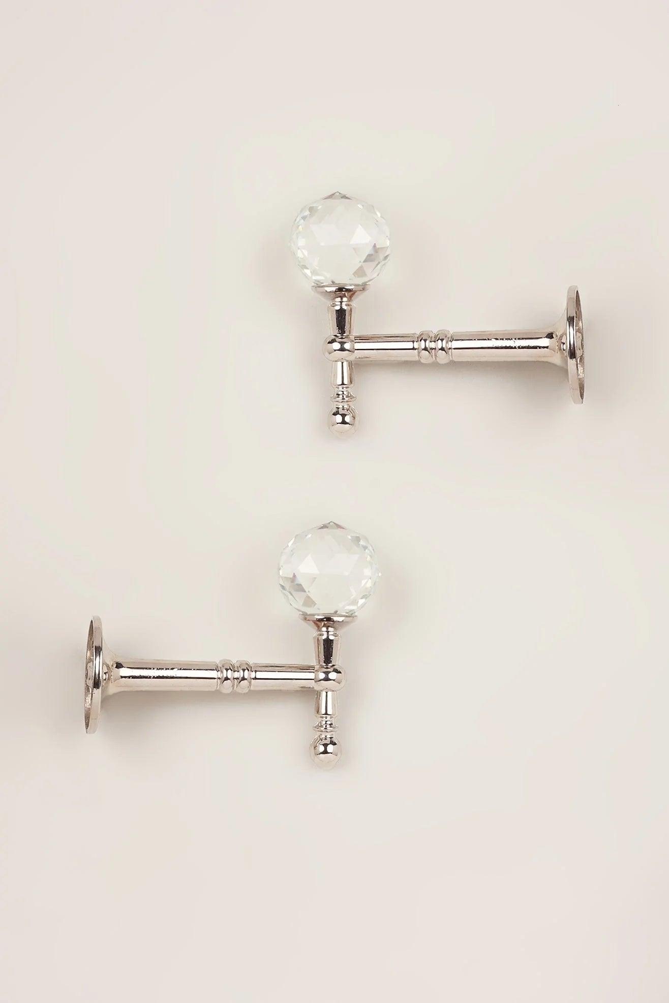 Pack of 2 Faceted Crystal Curtain Holdbacks, Chrome Finish - G Decor