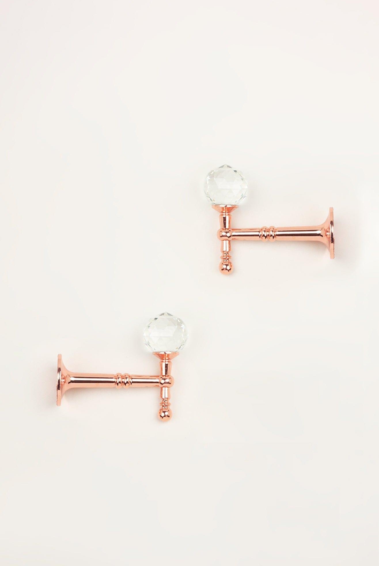 Pack of 2 Faceted Crystal Curtain Holdbacks, Rose Gold Finish - G Decor