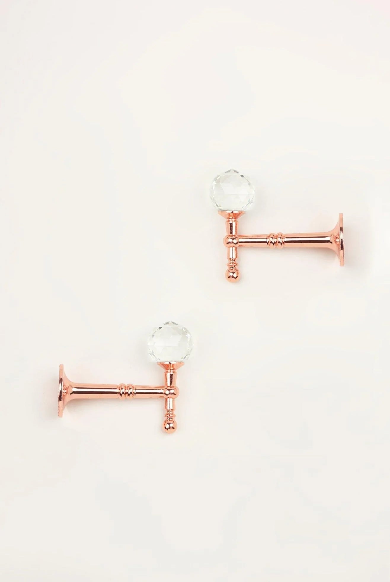 Pack of 2 Faceted Crystal Curtain Holdbacks, Rose Gold Finish - G Decor