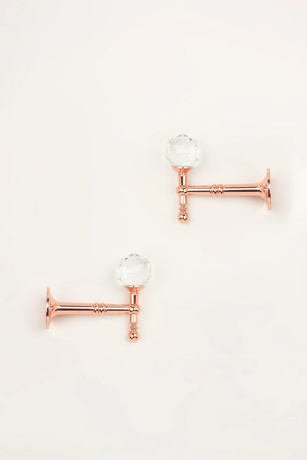 Pair of Faceted Crystal Curtain Holdbacks in Rose Gold