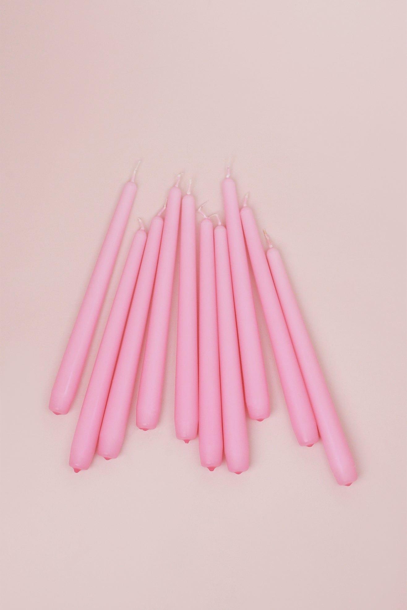 Pastelaria Set of 2, 10 or 20 Baby Pink Tall Pastel Dinner & Taper Candles - G Decor
