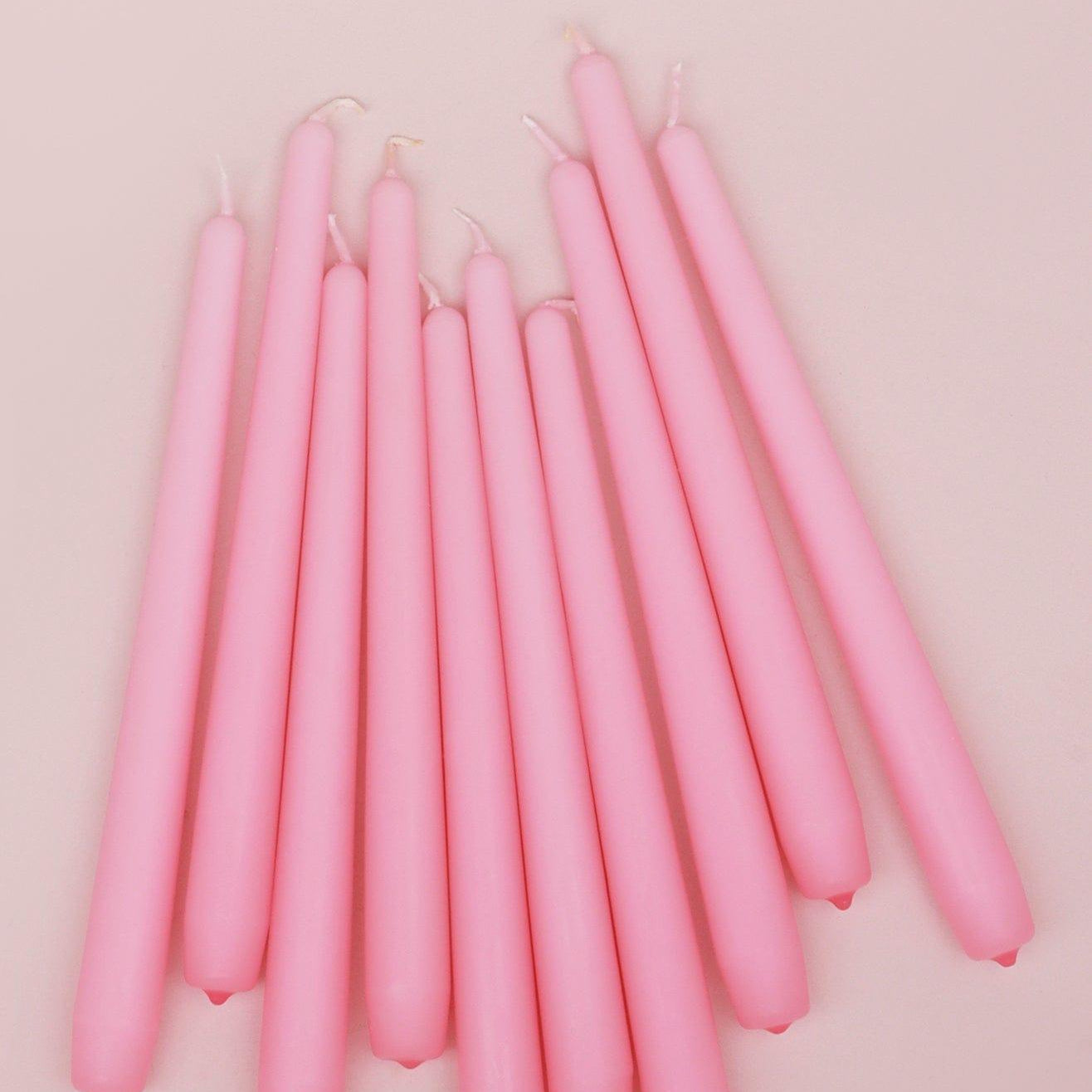 Pastelaria Set of 2, 10 or 20 Baby Pink Tall Pastel Dinner & Taper Candles - G Decor