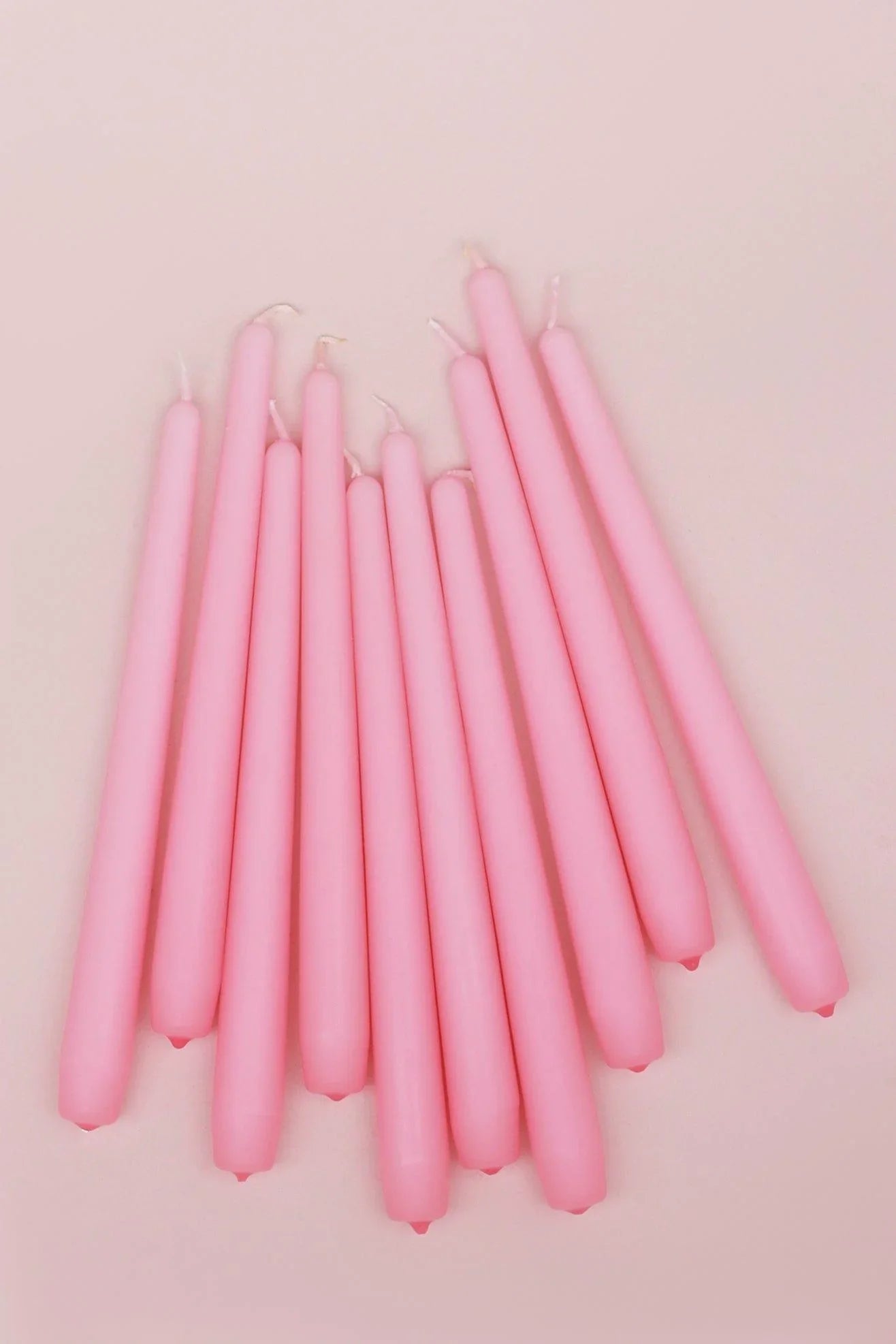 Pastelaria Set of 2, 10 or 20 Baby Pink Tall Pastel Dinner & Taper Candles - G Decor