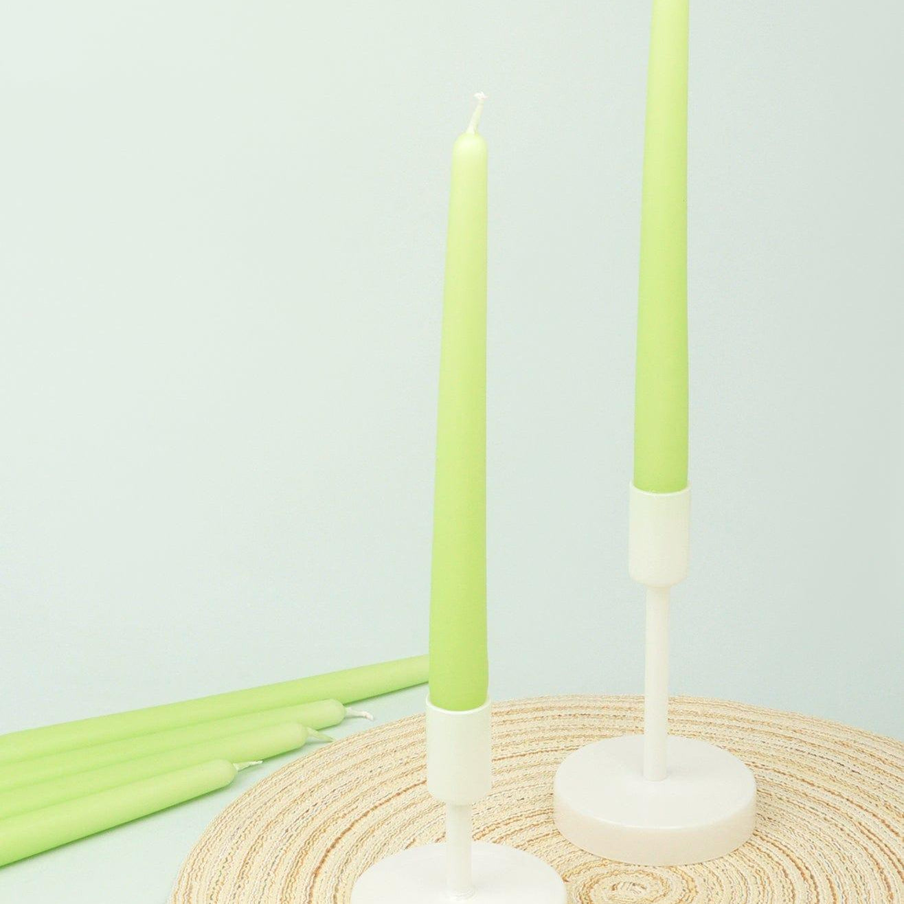 Pastelaria Set of 2, 10 or 20 Pale Pistachio Tall Pastel Dinner & Taper Candles - G Decor