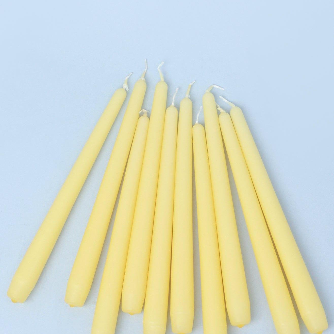 Pastelaria Set of 2, 10 or 20 Sand Yellow Tall Pastel Dinner & Taper Candles - G Decor