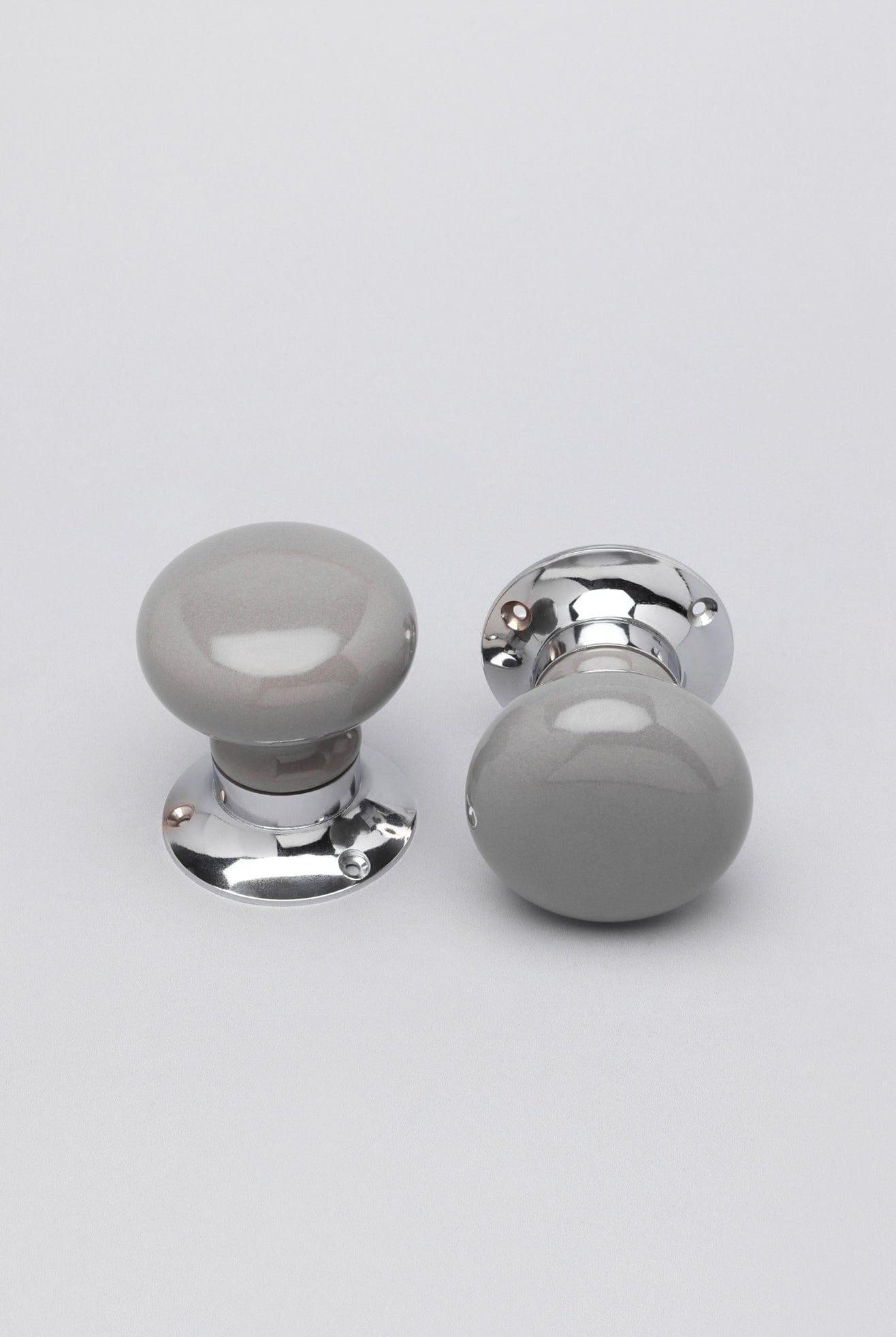 Perfect Edit Dark Grey Handcrafted Ceramic Mortice Door Handles – Internal Turning Knobs for Bedroom, Entry & Interior Doors with Chrome Base - G Decor