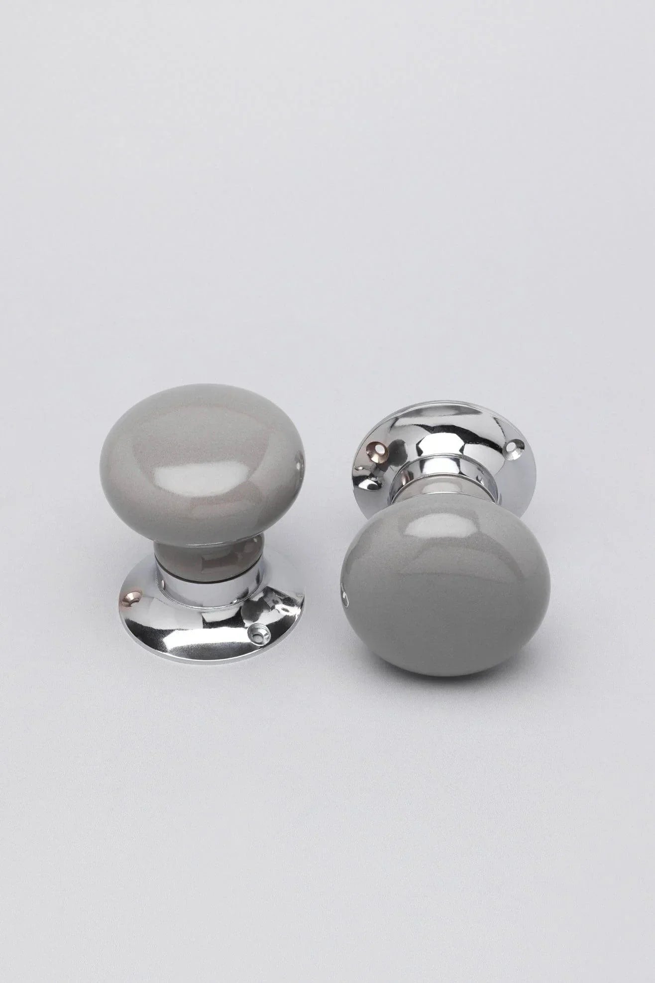 Perfect Edit Dark Grey Ceramic Mortice Door Knobs with Chrome Base — view 5, G Decor