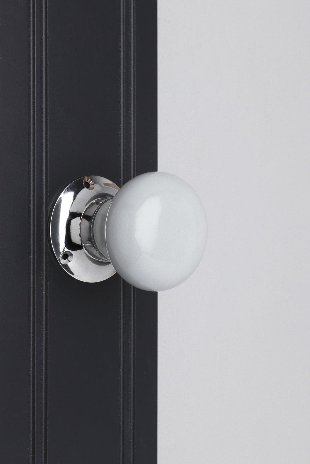 Perfect Edit Light Grey – Set of Handcrafted Ceramic Mortice Door Handles, Internal Turning Knobs for Bedroom & Room Doors with Chrome Base - G Decor