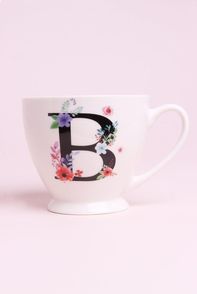 Personalised Blossom Monogram Ceramic Tea & Coffee Cup Alphabet Mug - G Decor