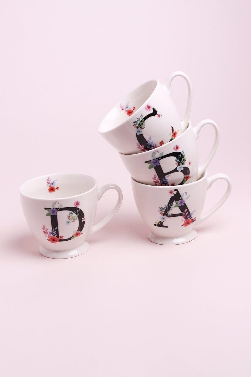 Personalised Blossom Monogram Ceramic Tea & Coffee Cup Alphabet Mug - G Decor