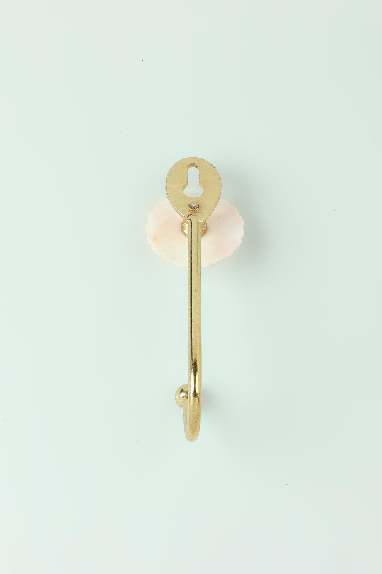 Petaline Handcrafted Mother Of Pearl Wall Hook With Brass Hanger - G Decor