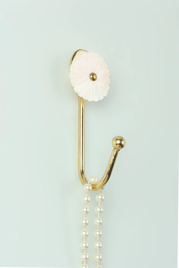 Petaline Mother of Pearl Wall Hook with Brass