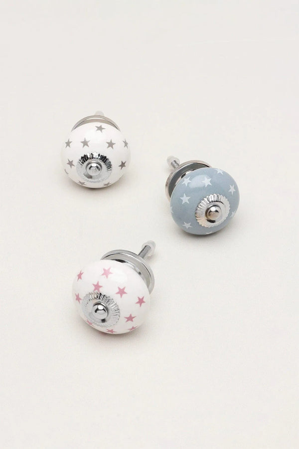 Handgefertigte Türknöpfe aus Keramik mit Polka Star-Motiv, für Schranktüren, Schubladen