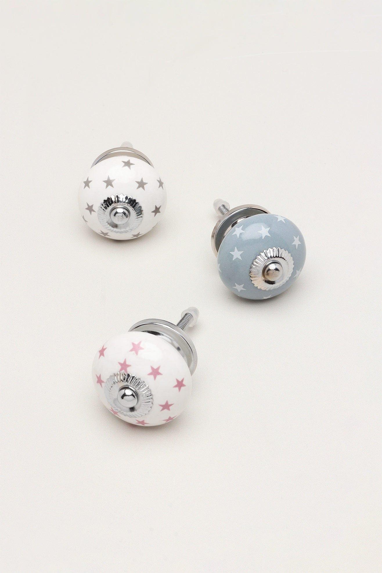 Polka Star Handcrafted Ceramic Door Knobs Cupboard Drawer Door Handles - G Decor