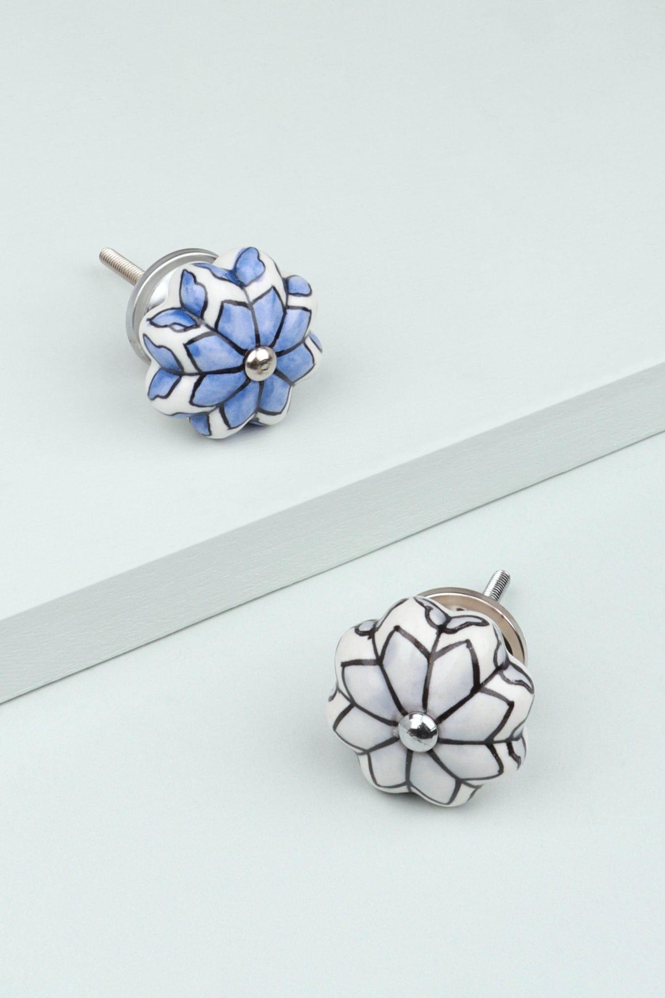 Porcelain Petal Leaves Handpainted Ceramic Door Knob - G Decor