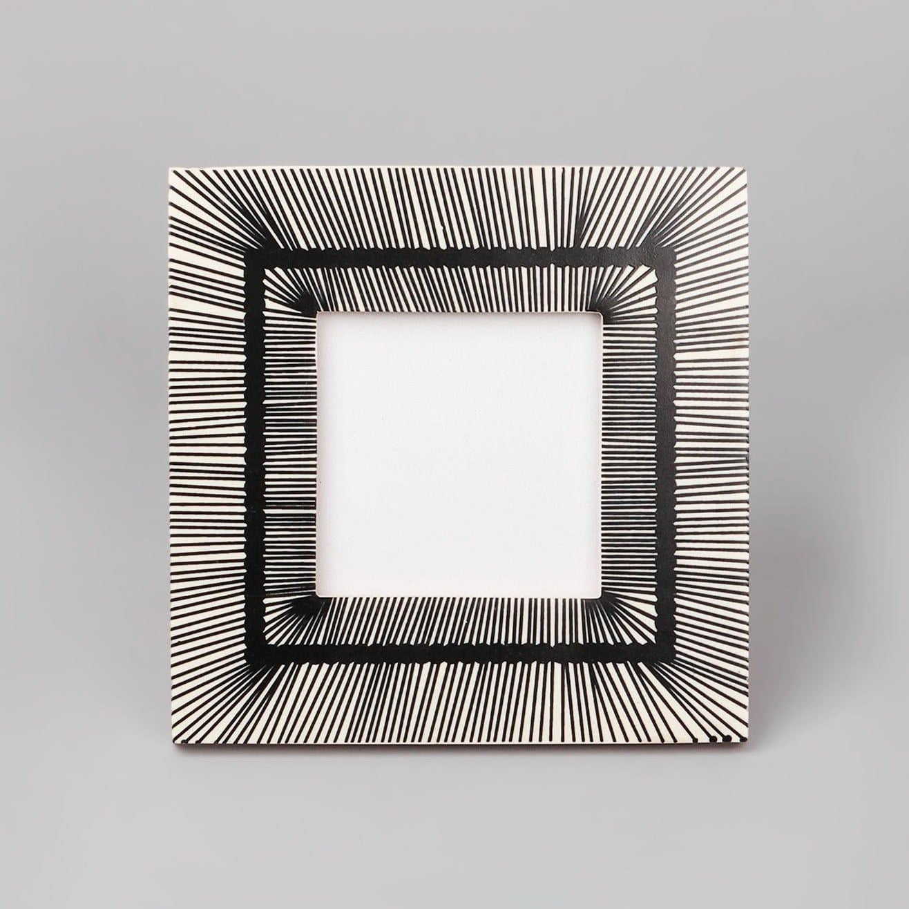 Prisma Handcrafted Black Stripes Photo Frame Art Linework Picture Display - G Decor