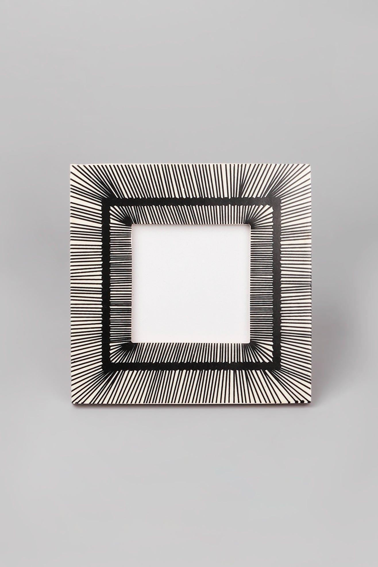 Prisma Handcrafted Black Stripes Photo Frame Art Linework Picture Display - G Decor