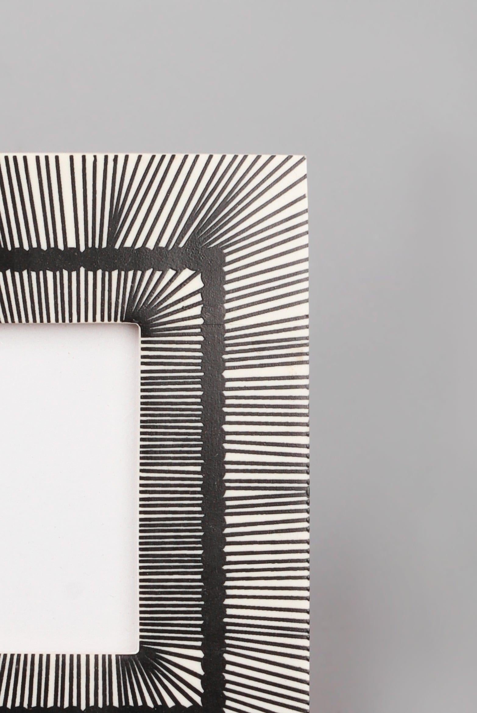 Prisma Handcrafted Black Stripes Photo Frame Art Linework Picture Display - G Decor