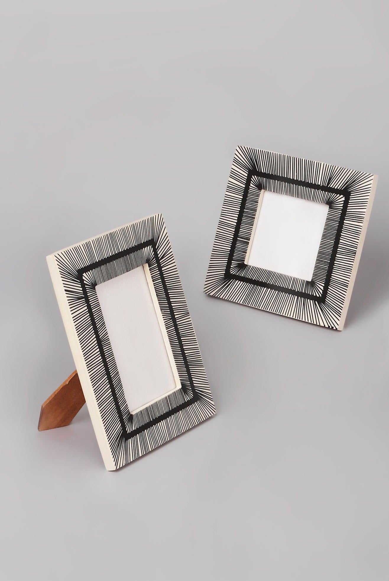 Prisma Handcrafted Black Stripes Photo Frame Art Linework Picture Display - G Decor