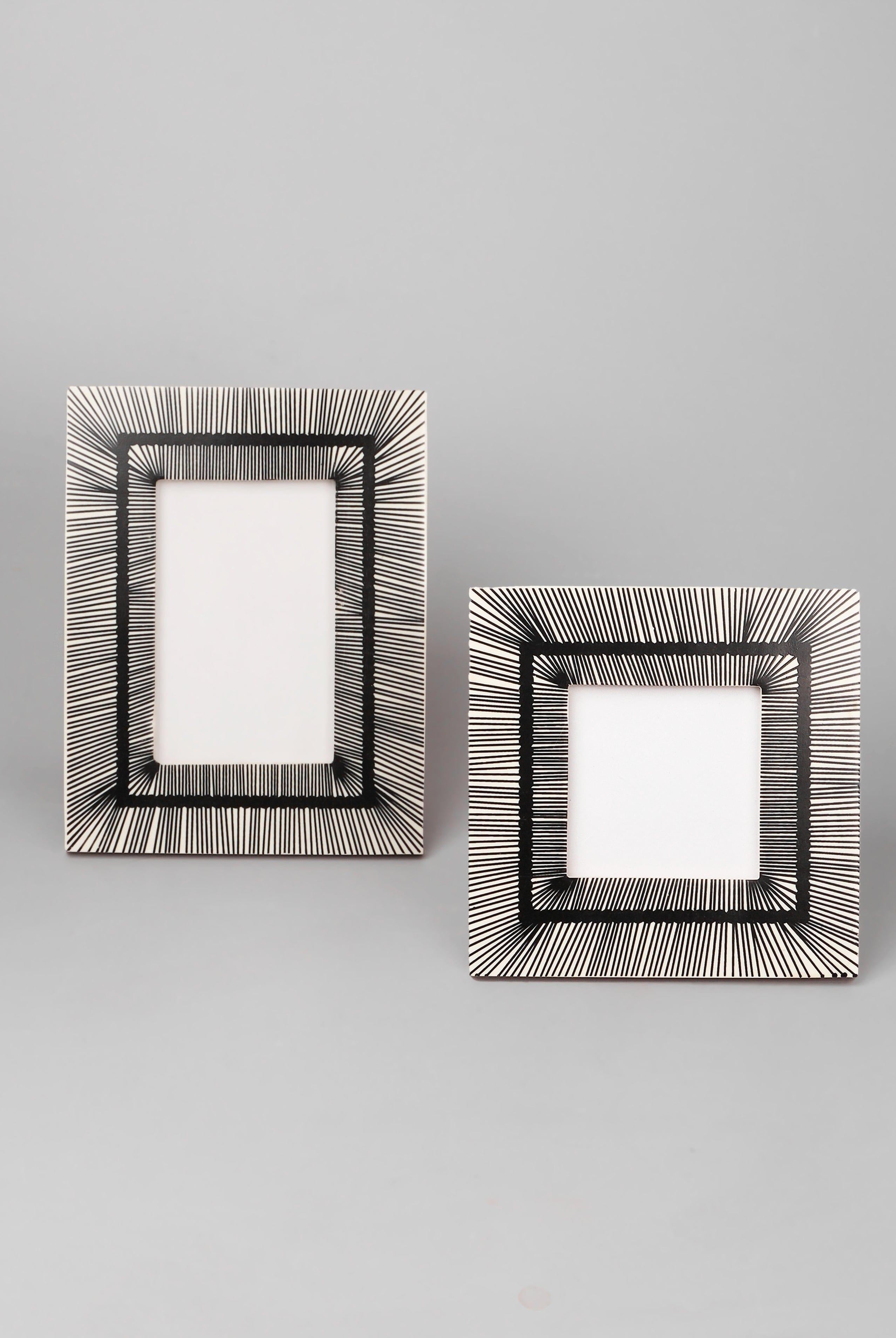 Prisma Handcrafted Black Stripes Photo Frame Art Linework Picture Display - G Decor