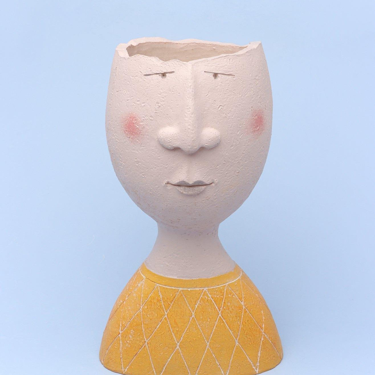 Resin Characteristic Human Family Faces Flower Plant Pot Planter Or Home Decoration Vase - G Decor