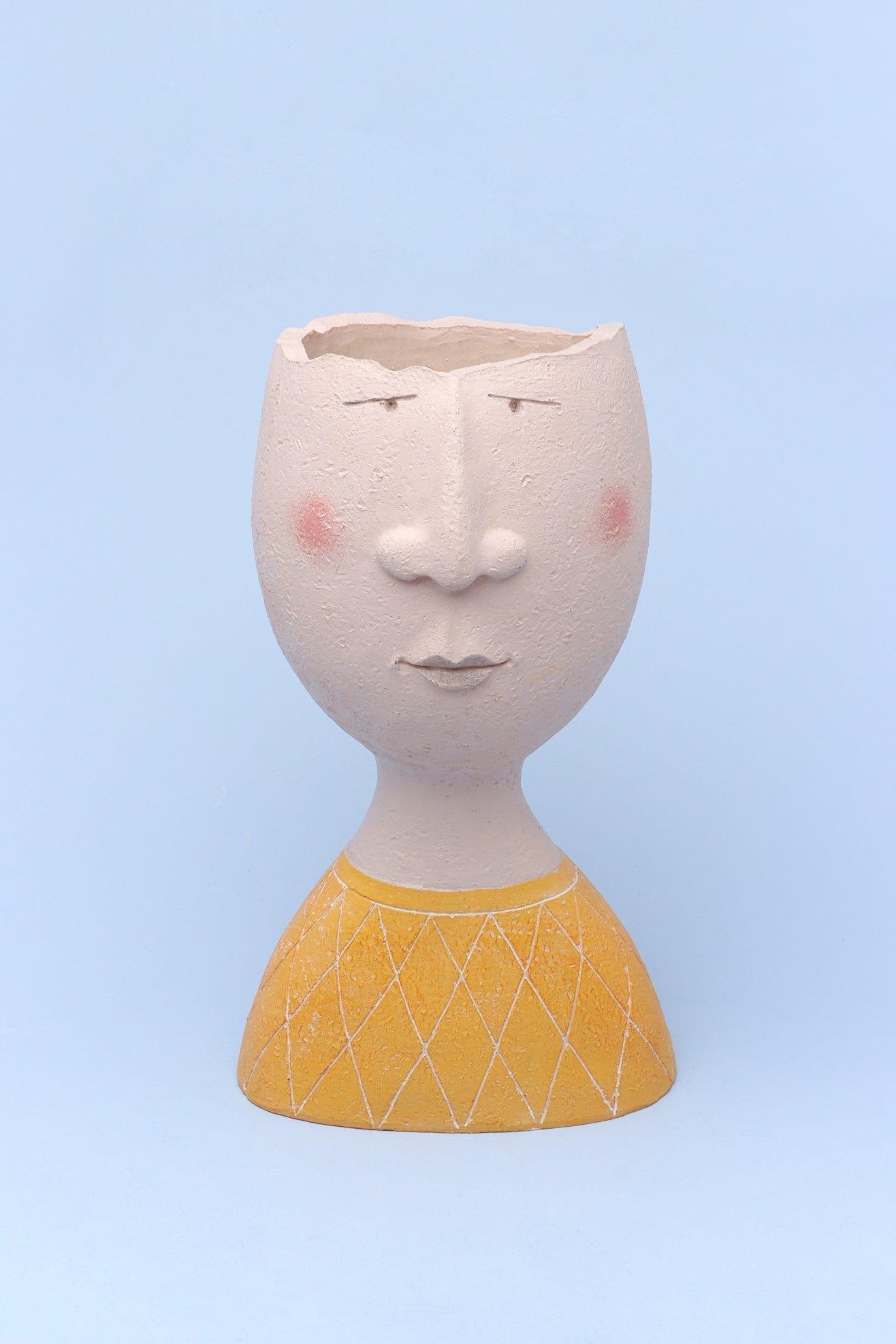 Resin Characteristic Human Family Faces Flower Plant Pot Planter Or Home Decoration Vase - G Decor