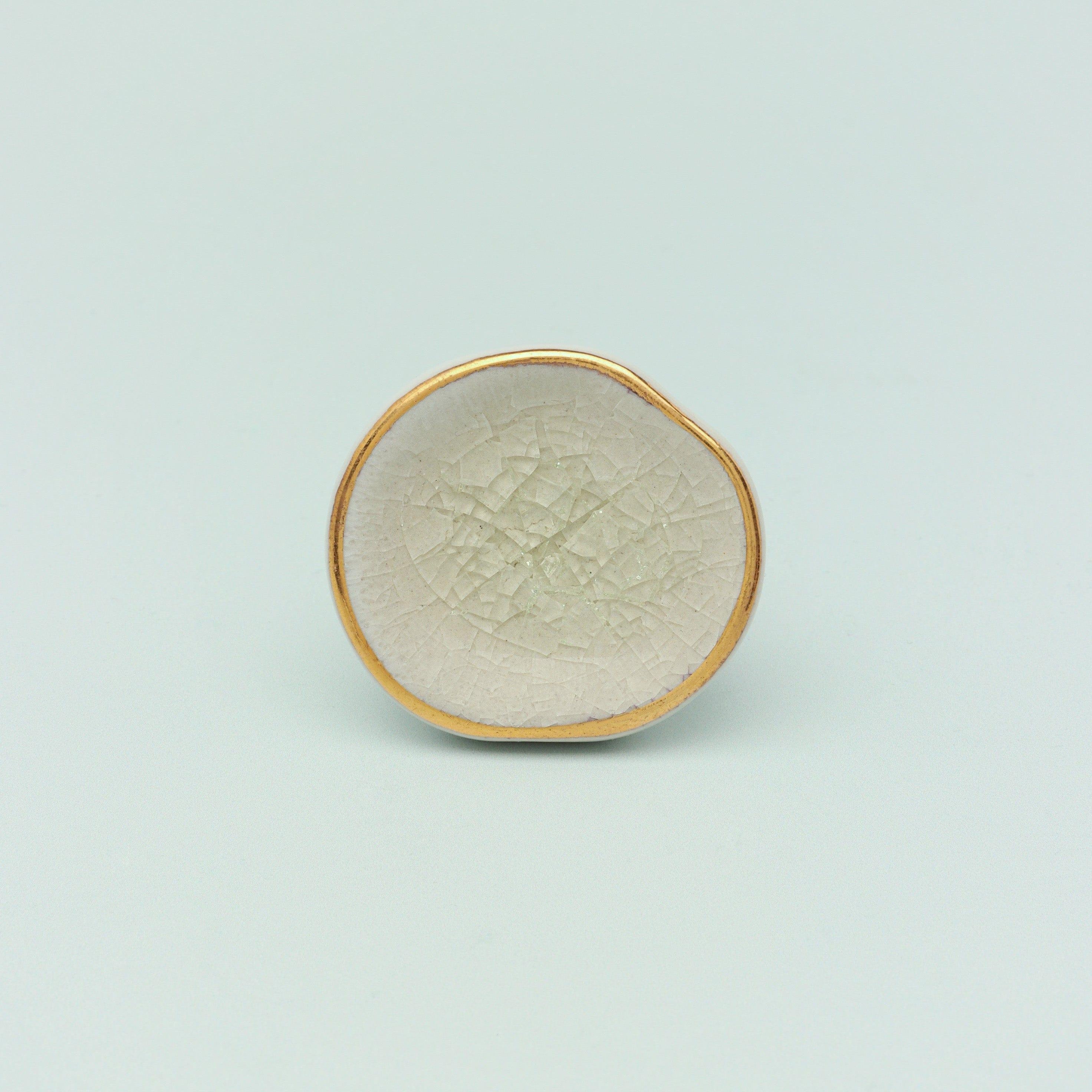 Rhodes Handmade & Handcrafted Ceramic Door Knob, Cupboard & Drawer Pull Handles With Gold Trim - G Decor