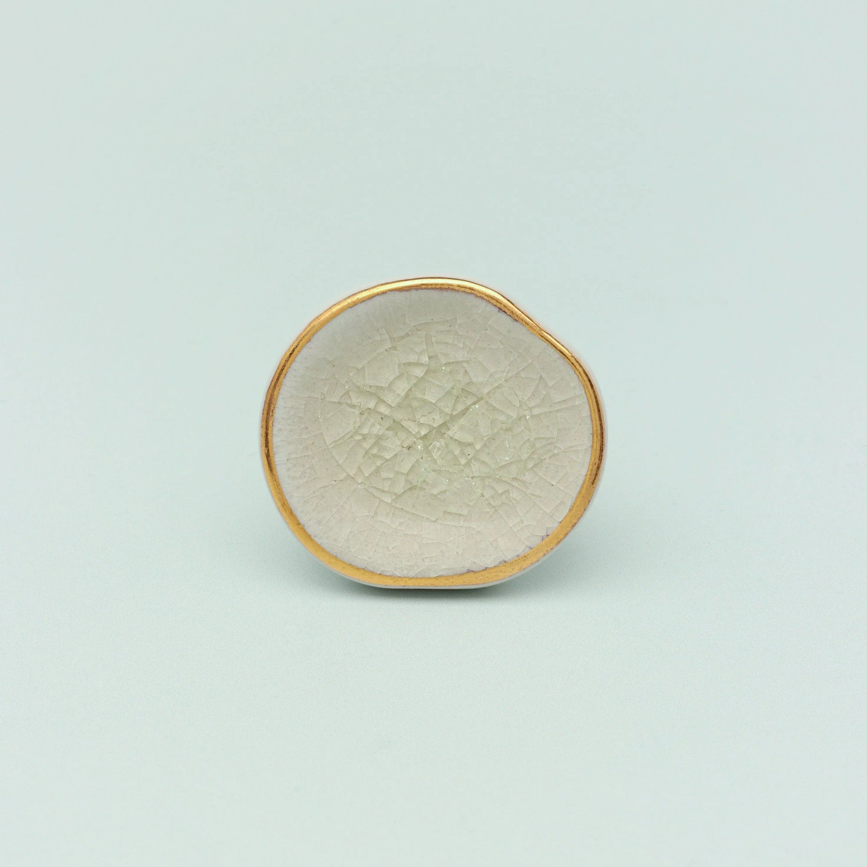 Rhodes Handmade & Handcrafted Ceramic Door Knob, Cupboard & Drawer Pull Handles With Gold Trim - G Decor