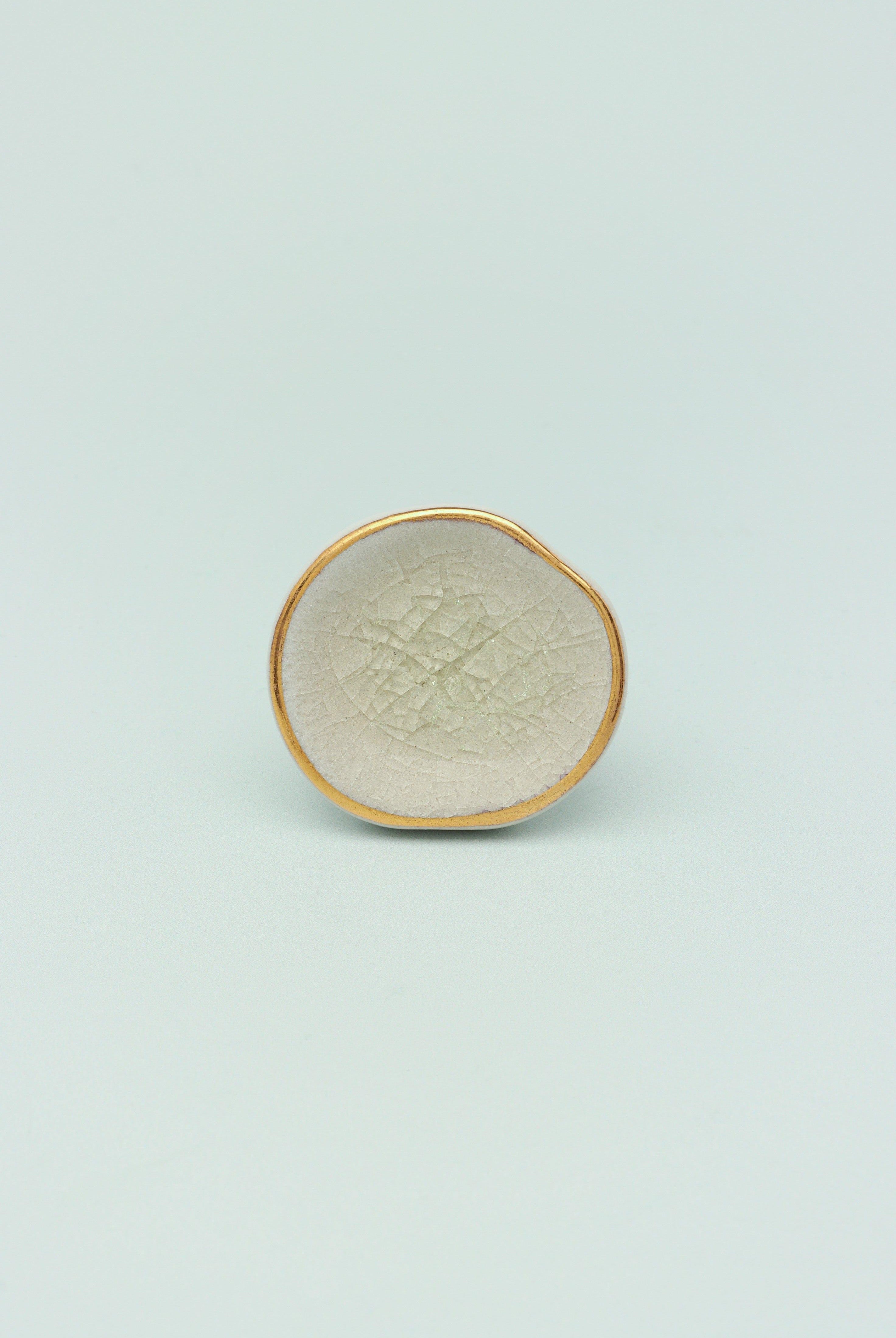 Rhodes Handmade & Handcrafted Ceramic Door Knob, Cupboard & Drawer Pull Handles With Gold Trim - G Decor