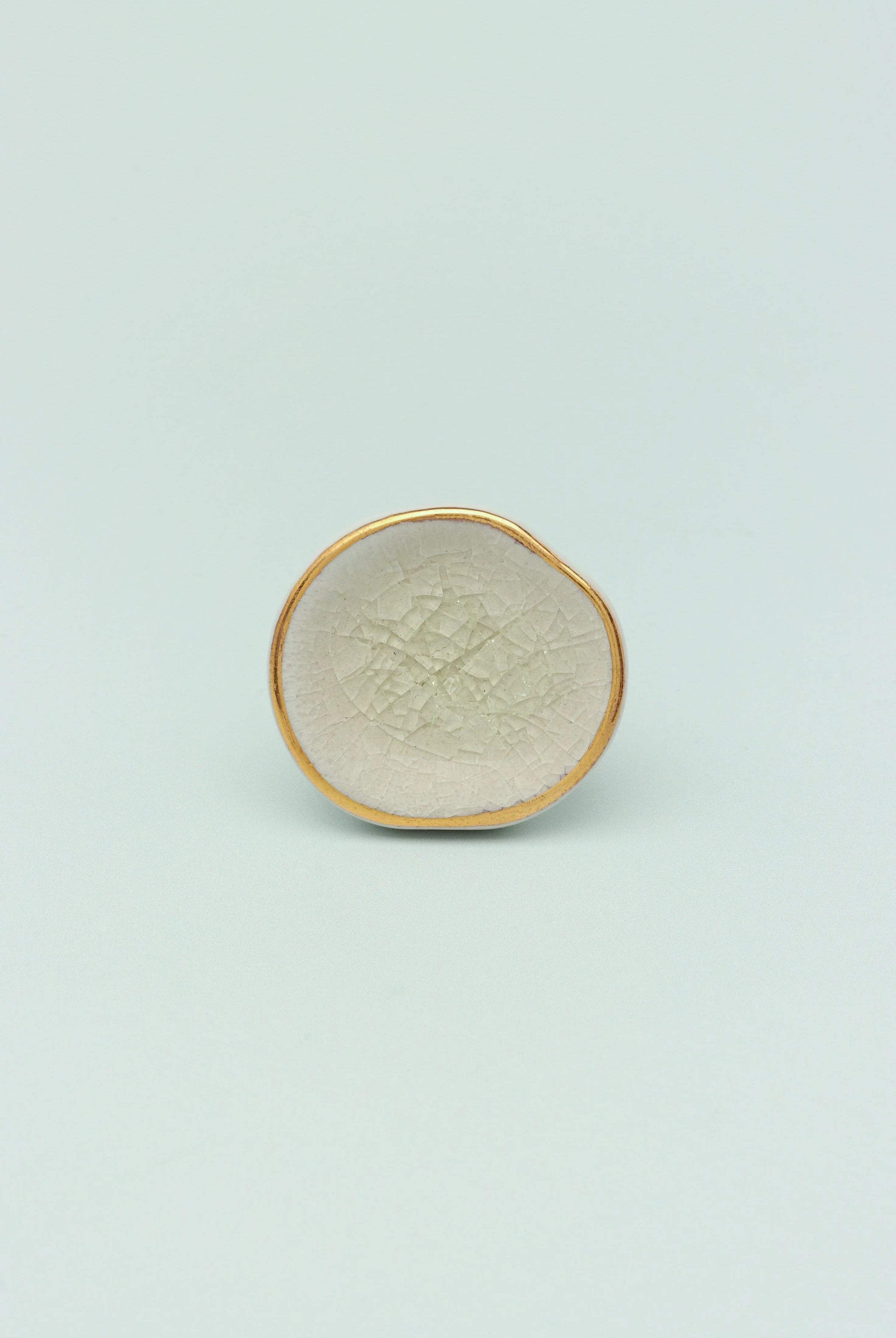 Rhodes Handmade & Handcrafted Ceramic Door Knob, Cupboard & Drawer Pull Handles With Gold Trim - G Decor